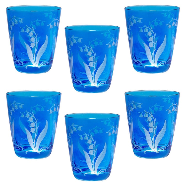 Country Style Set of Six Glass Tumbler Blue Sofina Boutique Kitzbuehel For Sale