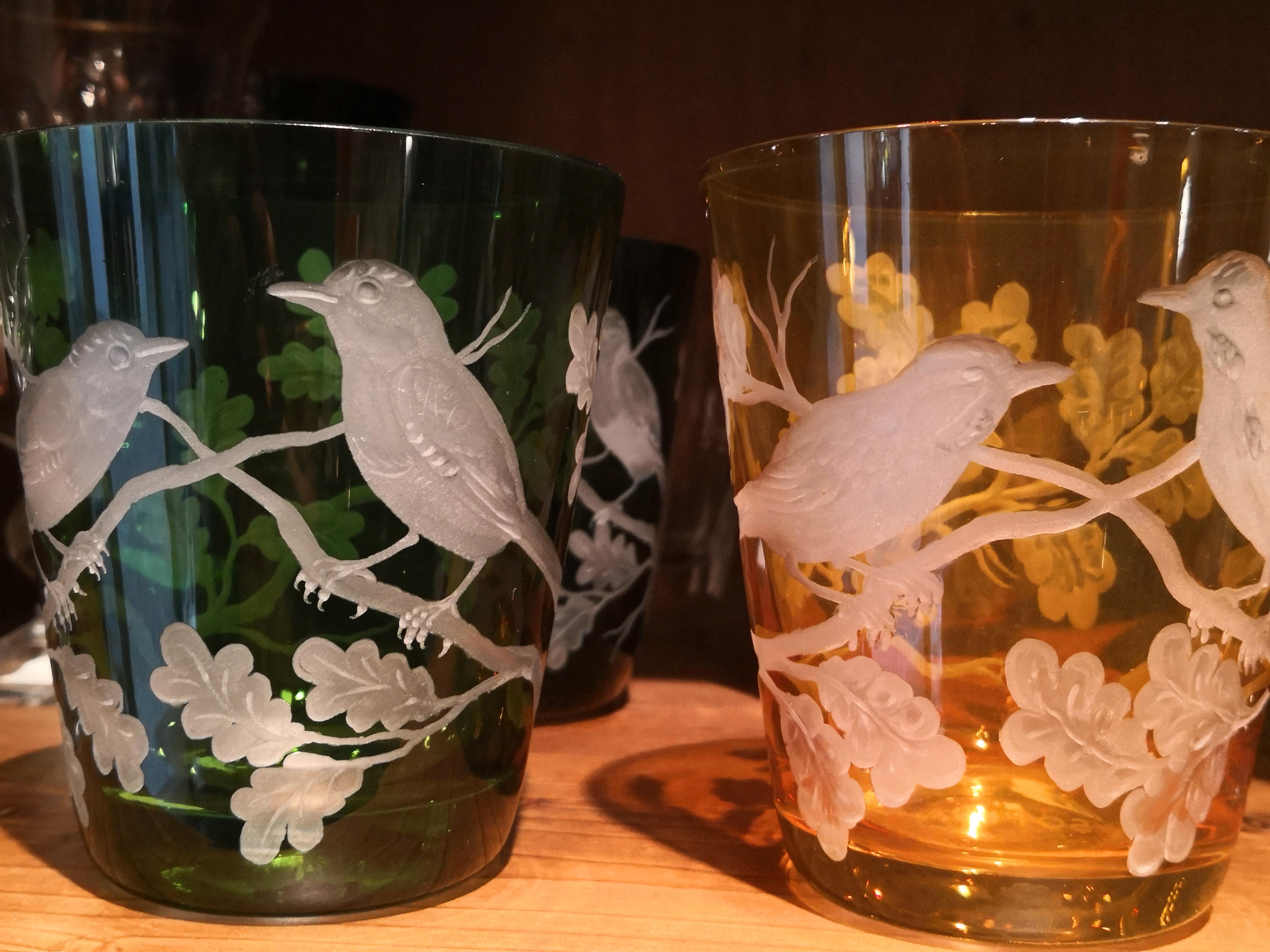 Set of Six Country Style Glass Tumbler Birds Decor Sofina Boutique Kitzbuehel In New Condition For Sale In Kitzbuhel, AT