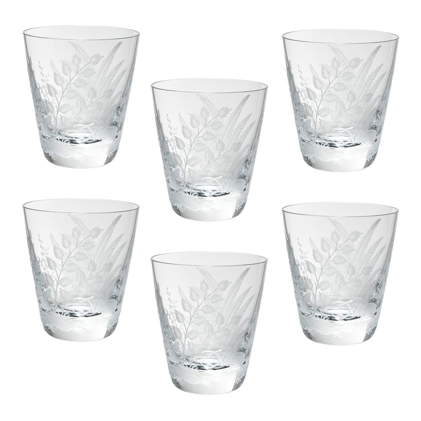 Set of Six Country Style Glass Tumbler with Fern Sofina Boutique Kitzbühel For Sale