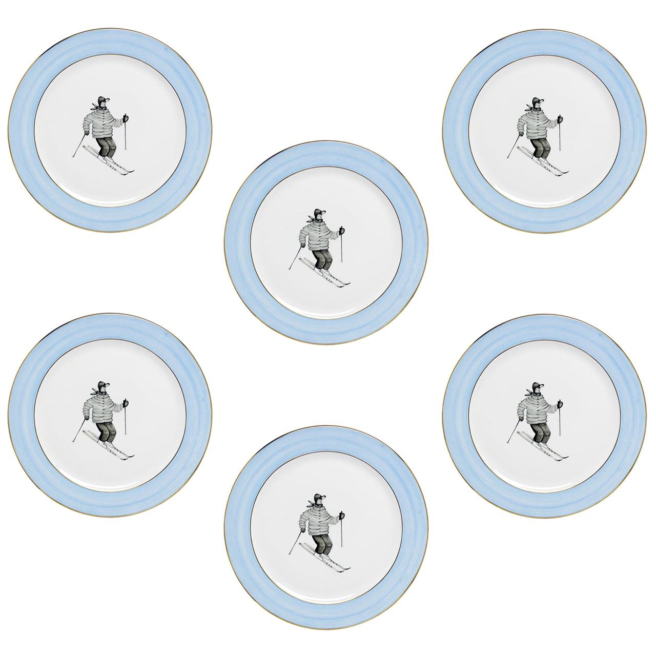 Set of Six Country Style Hand Painted Dinner Plates Sofina Boutique Kitzbühel