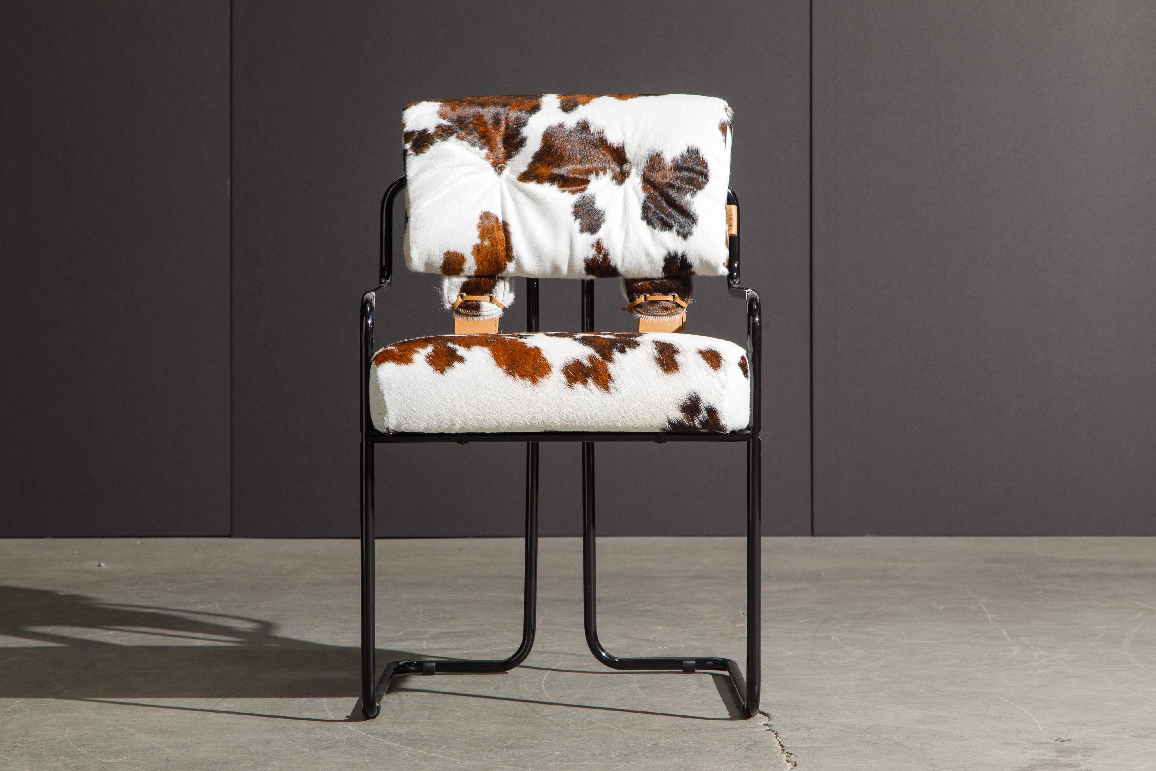 Modern Set of Six Cowhide Tucroma Armchairs by Guido Faleschini for Mariani, New