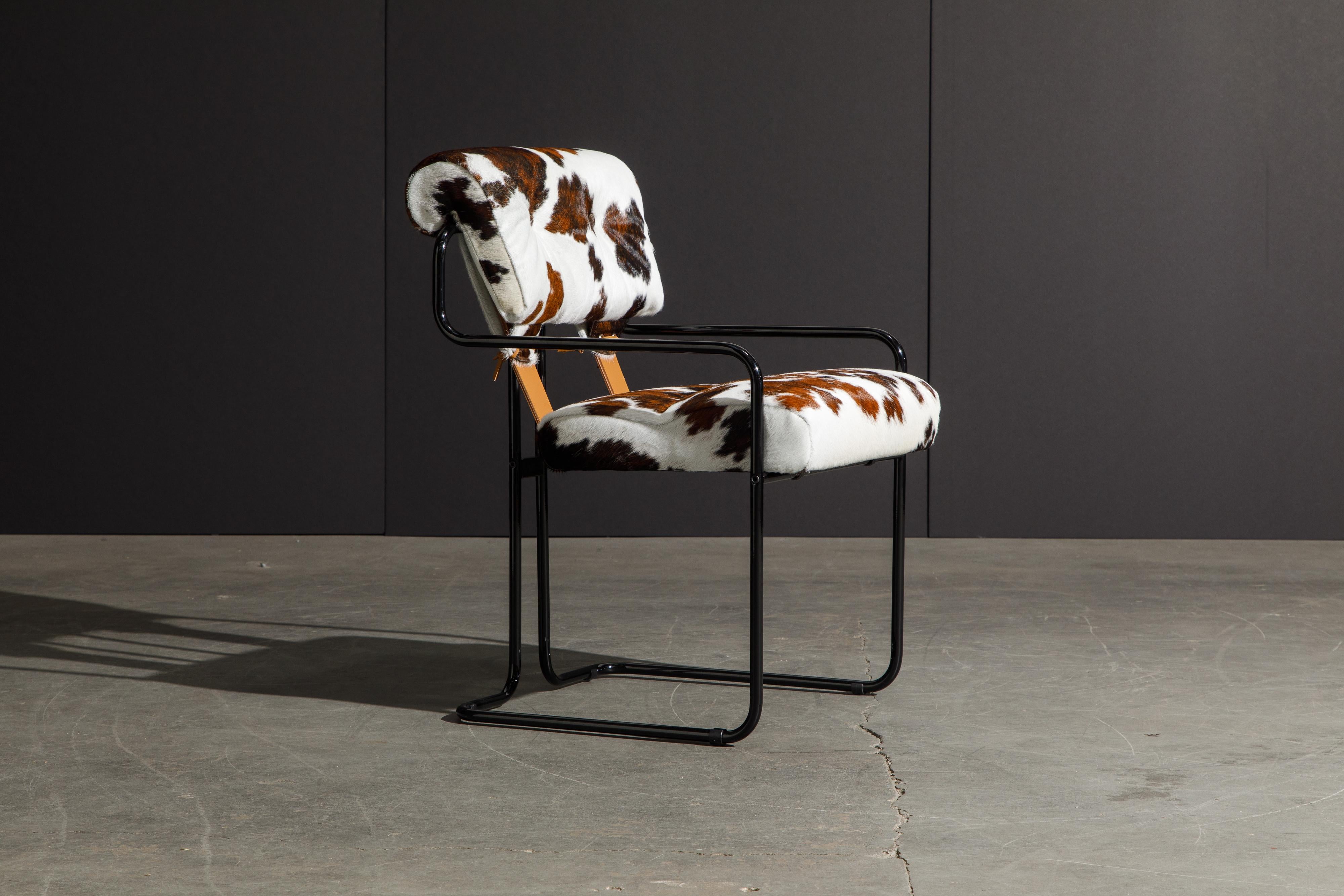 Lacquered Set of Six Cowhide Tucroma Armchairs by Guido Faleschini for Mariani, New