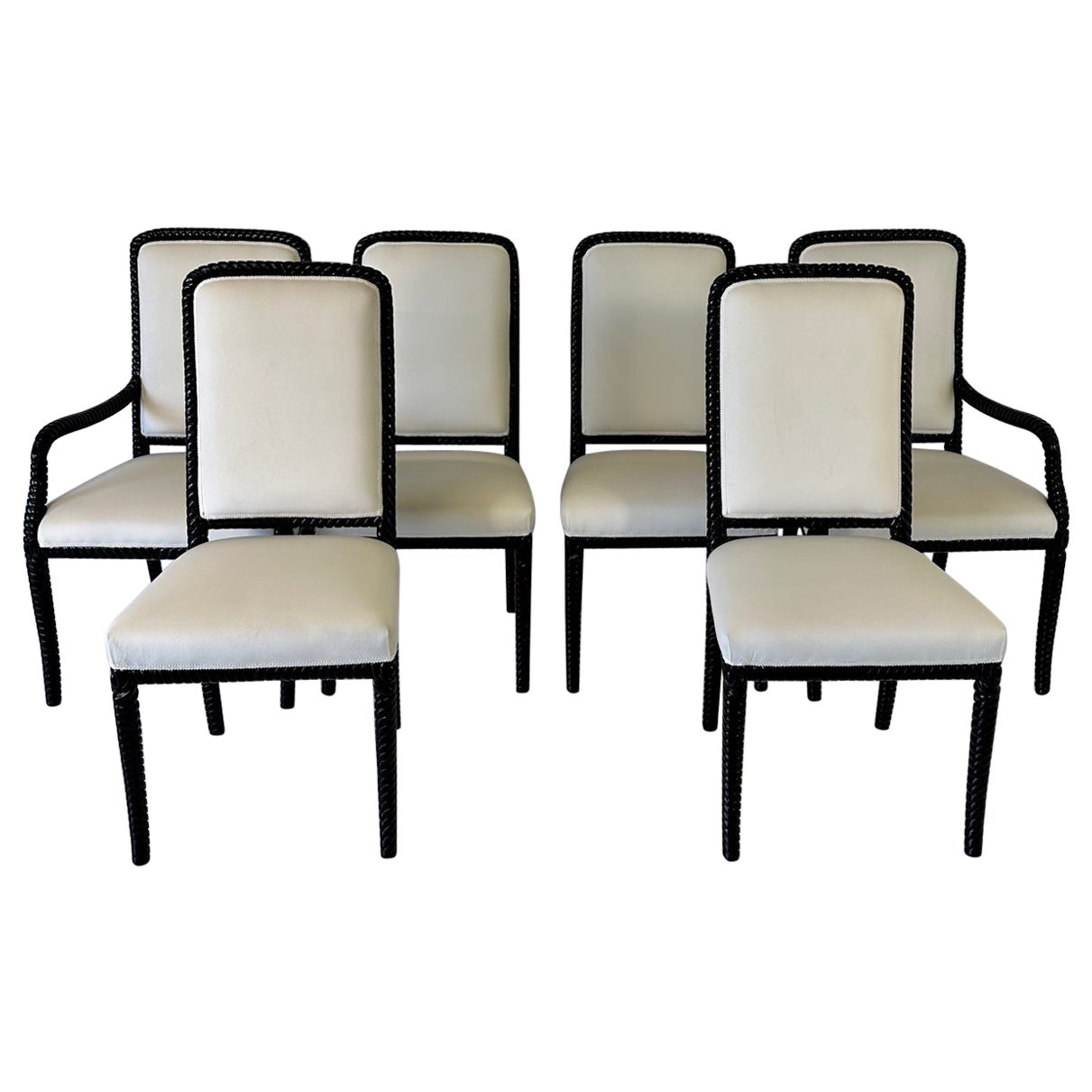 Ensemble de six chaises italiennes de style Art déco, années 1980