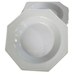 Six Octagonal Earthenware Dishes Made in France Creil Montereau circa 1820