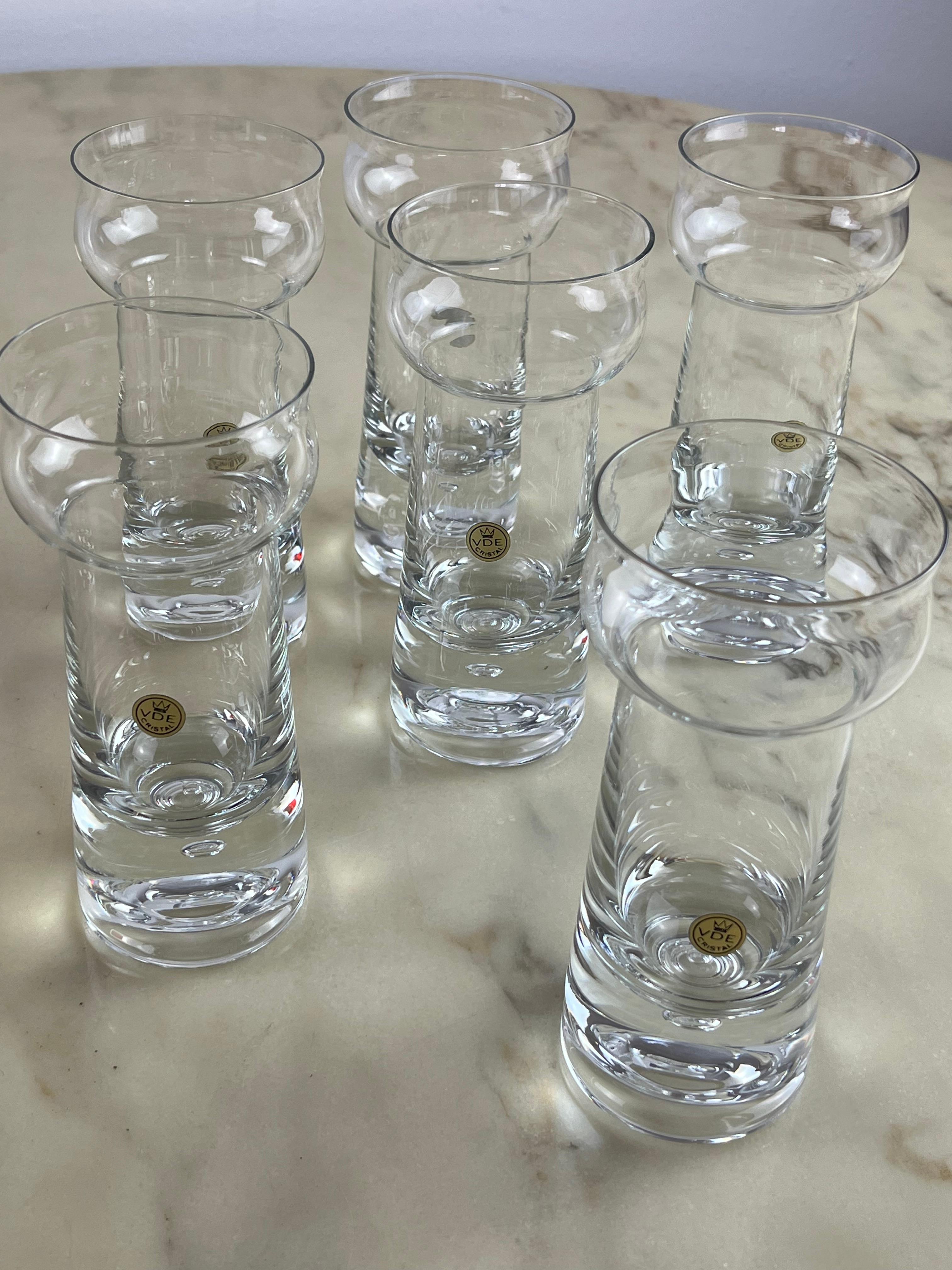 Late 20th Century Set of Six Crystal Glasses, Czech Republic, 1980 For Sale