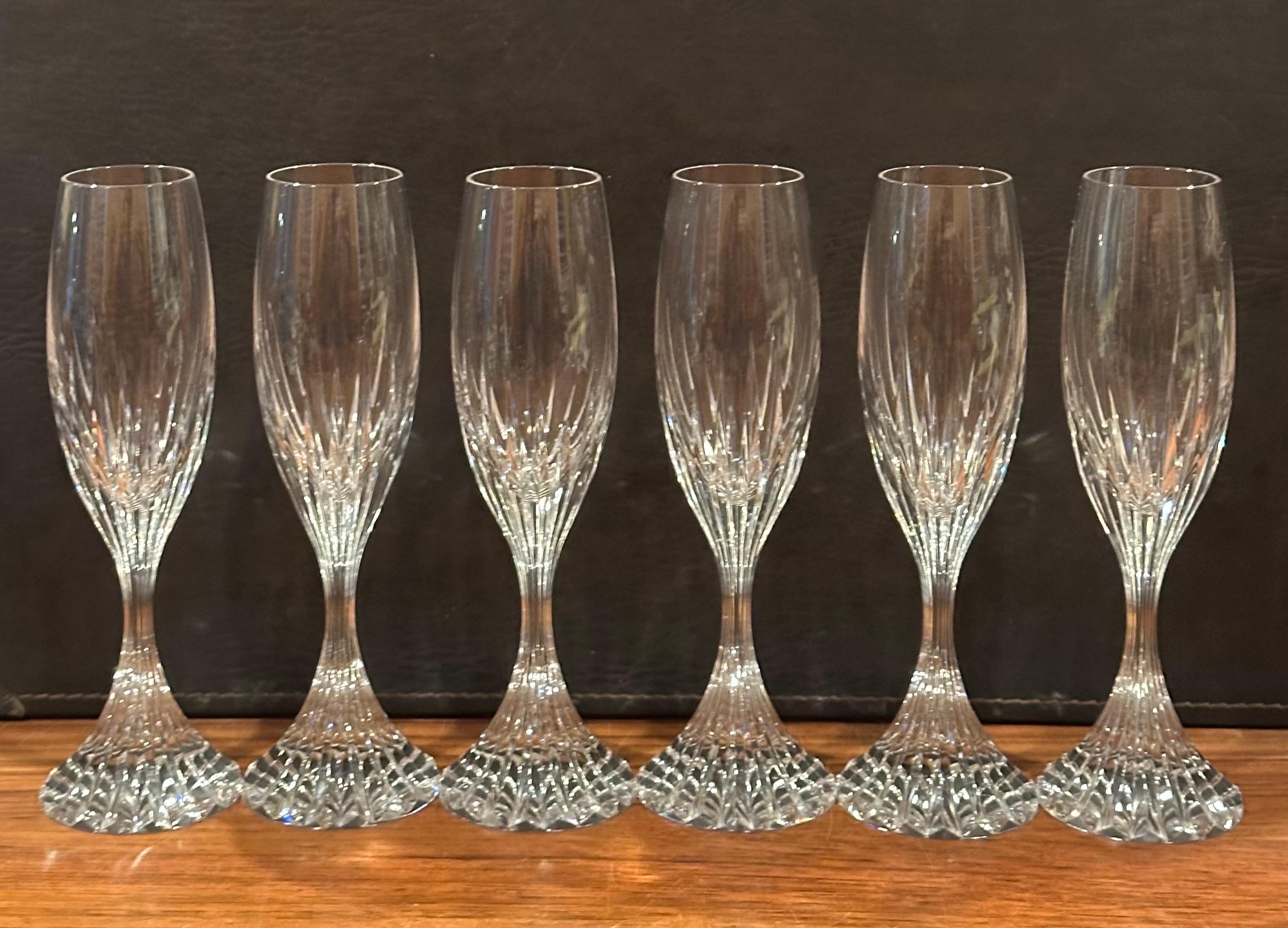 Juego de seis copas de champán de cristal 