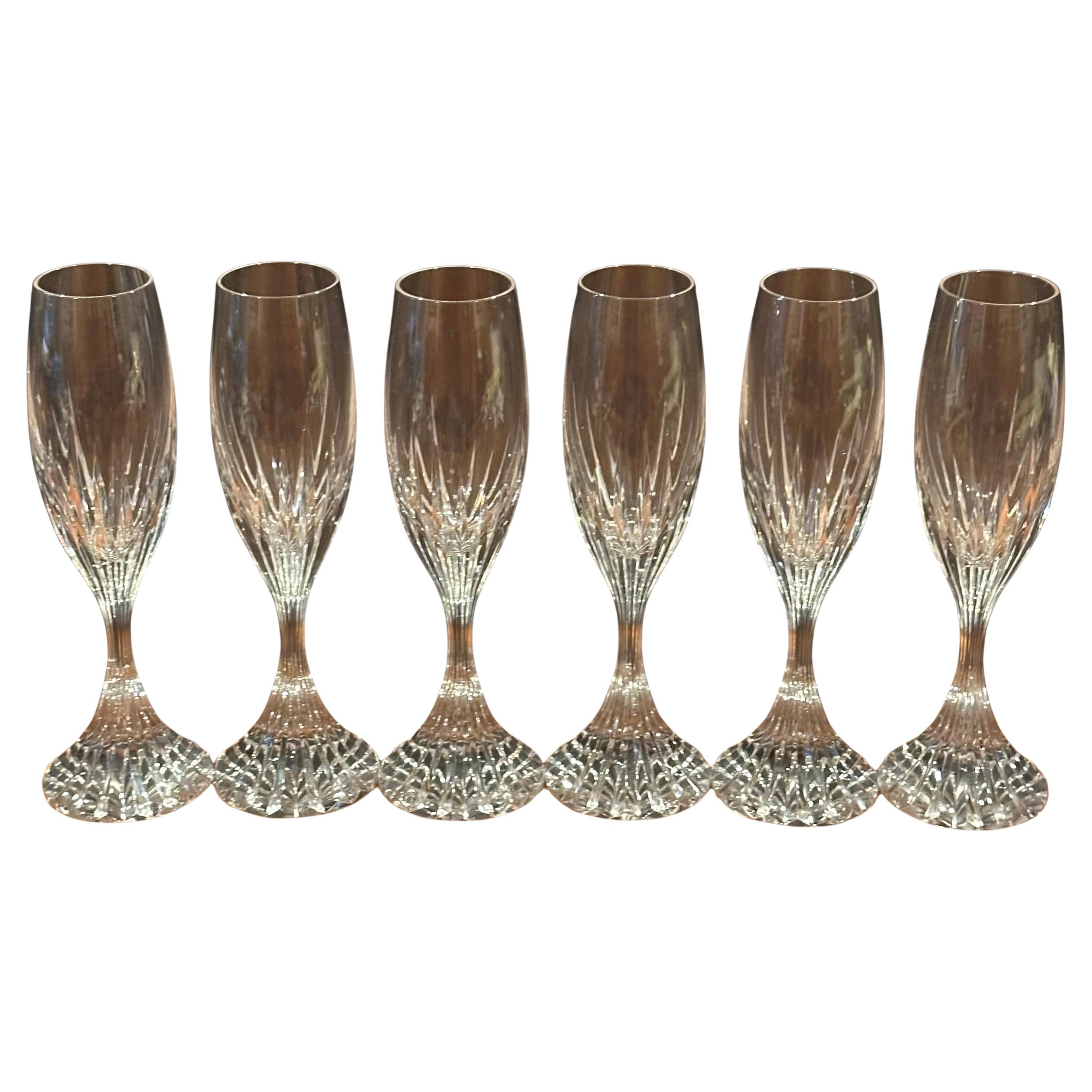 Juego de seis copas de champán de cristal 