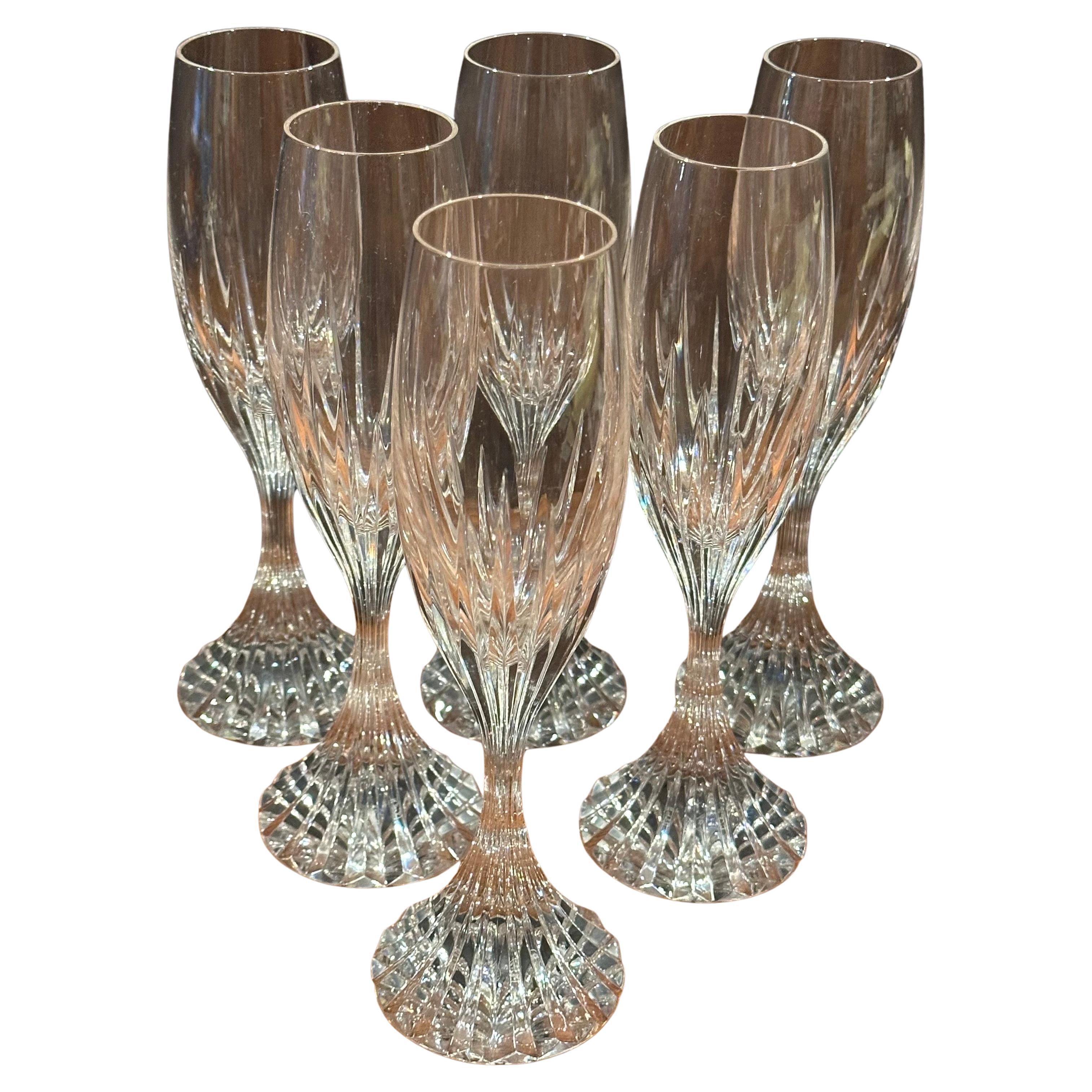 Juego de seis copas de champán de cristal 