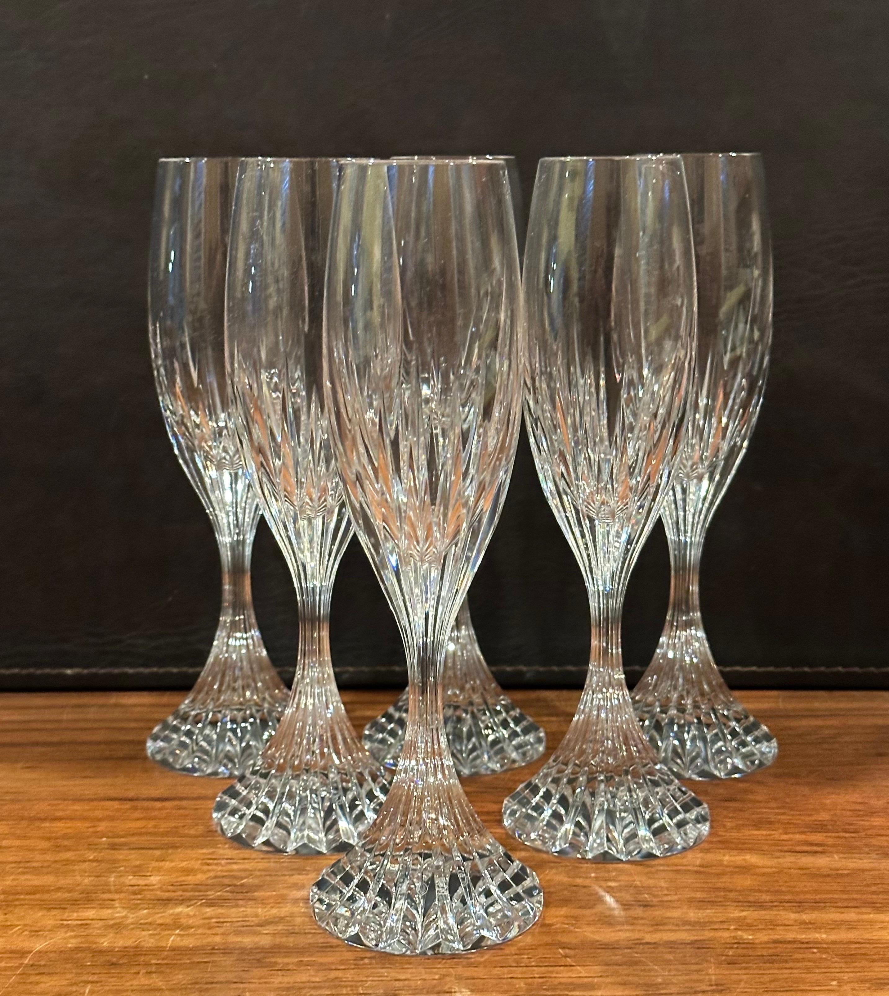 Juego de seis copas de champán de cristal 