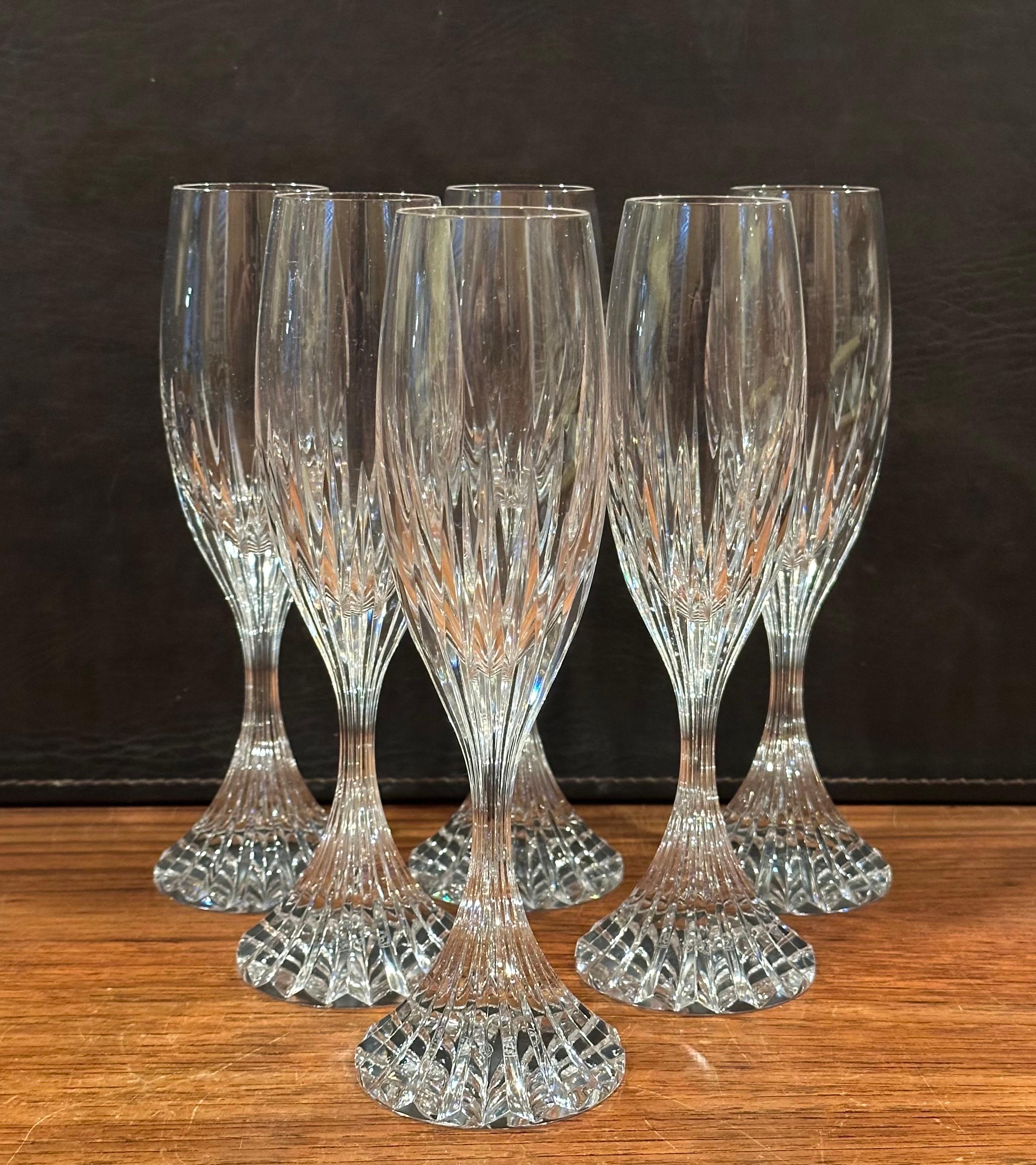 Juego de seis copas de champán de cristal 