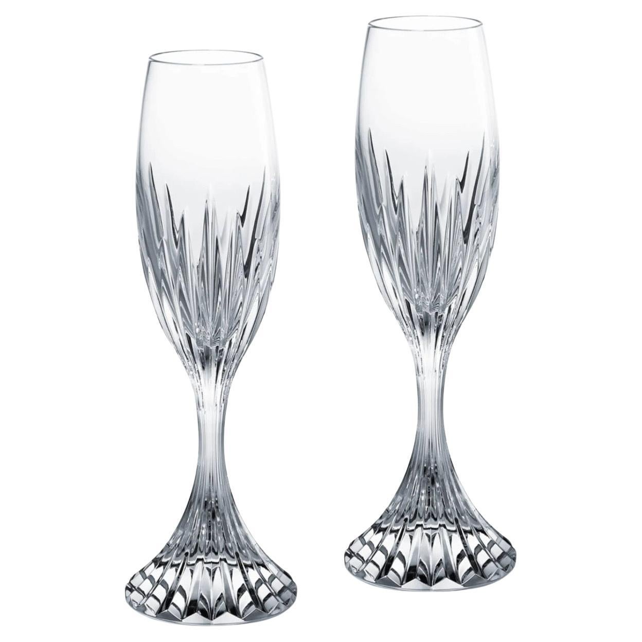 Ensemble de six flûtes à champagne en cristal "Massena" de Baccarat