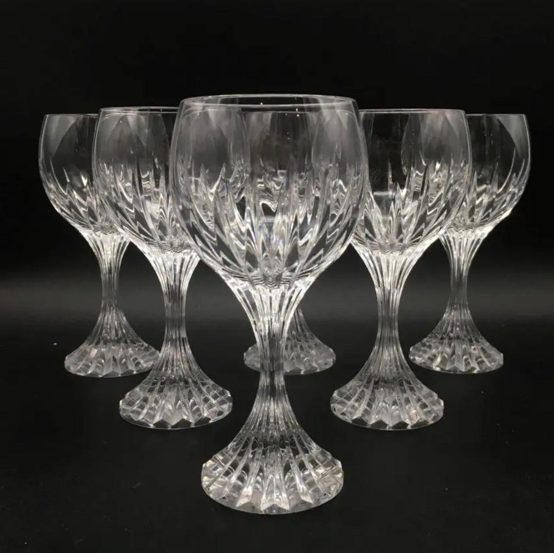 Moderne Ensemble de six verres à vin rouges Massena en cristal de Baccarat en vente