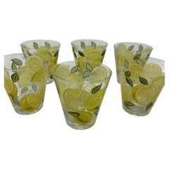 Set of Six Culver Double Old Fashioned Lemon Glasses