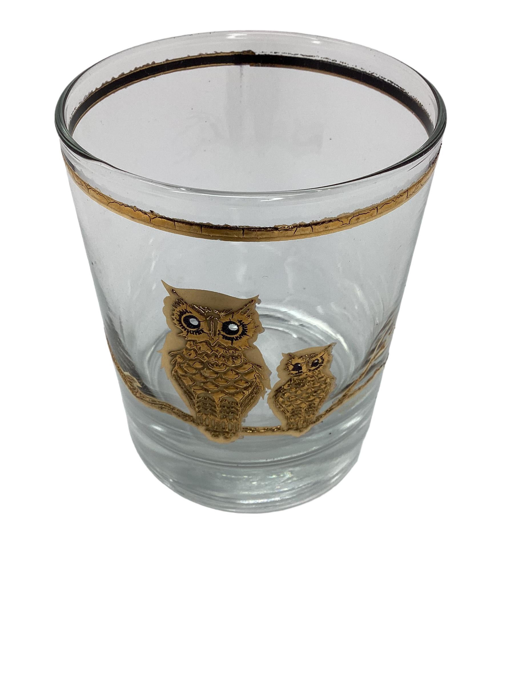 Set of Six Culver Double Owl Rocks Glasses In Good Condition For Sale In Chapel Hill, NC