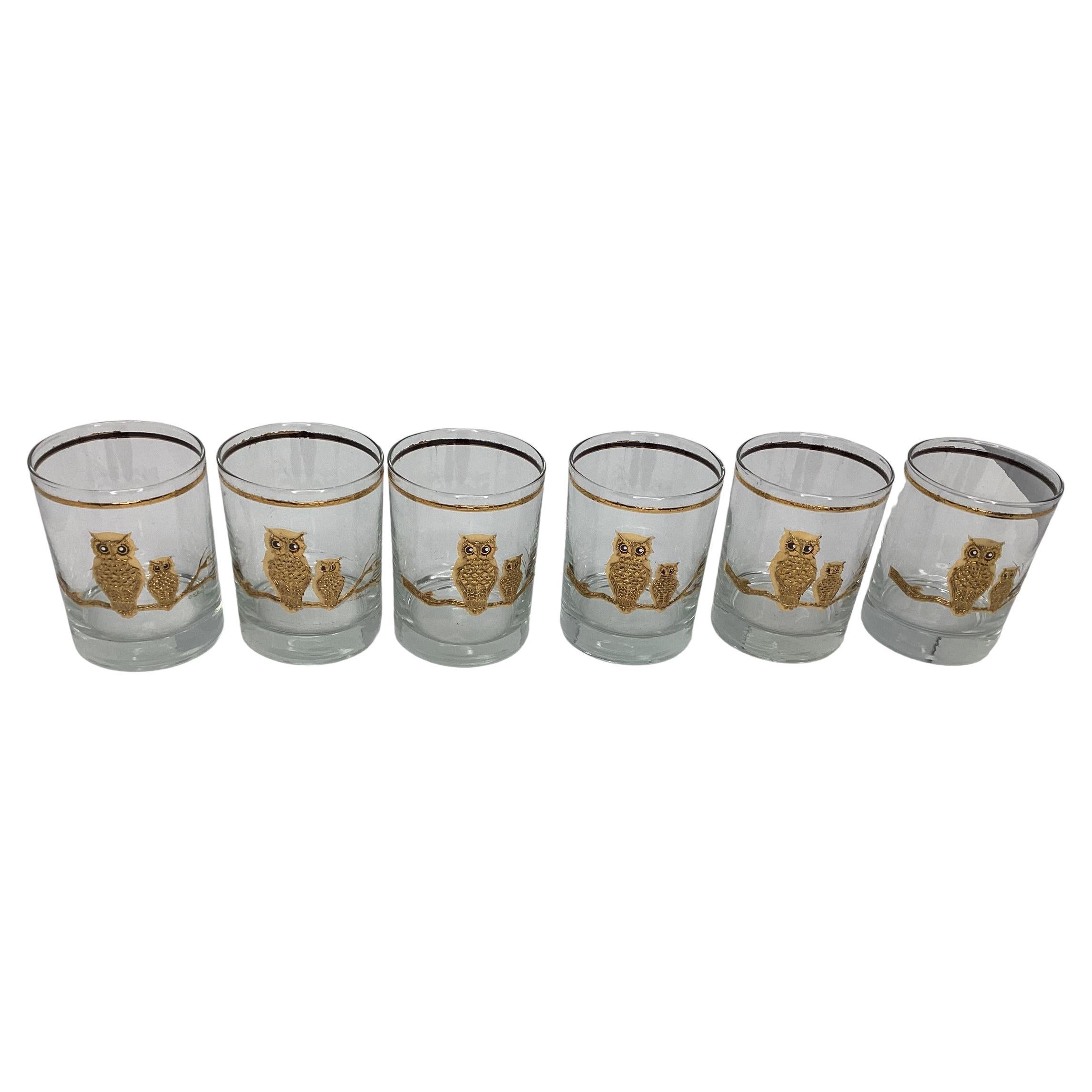 Set of Six Culver Double Owl Rocks Glasses For Sale