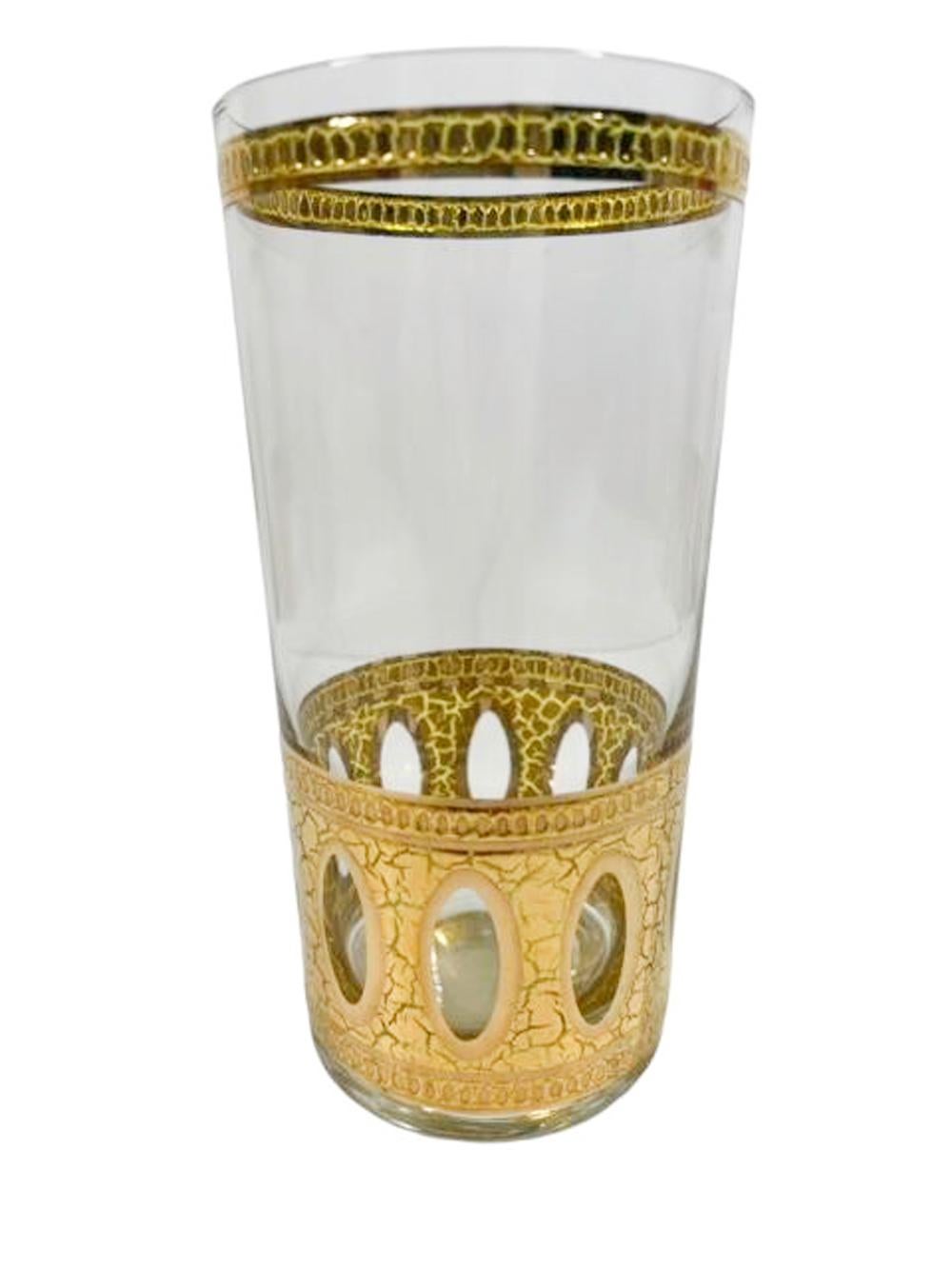 Américain Ensemble de six verres hauts Culver LTD de style mi-siècle moderne, à motif Antigua en vente