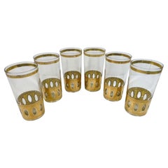 Retro Set of Six Culver LTD Mid-Century Modern Highball Glasses in the Antigua Pattern