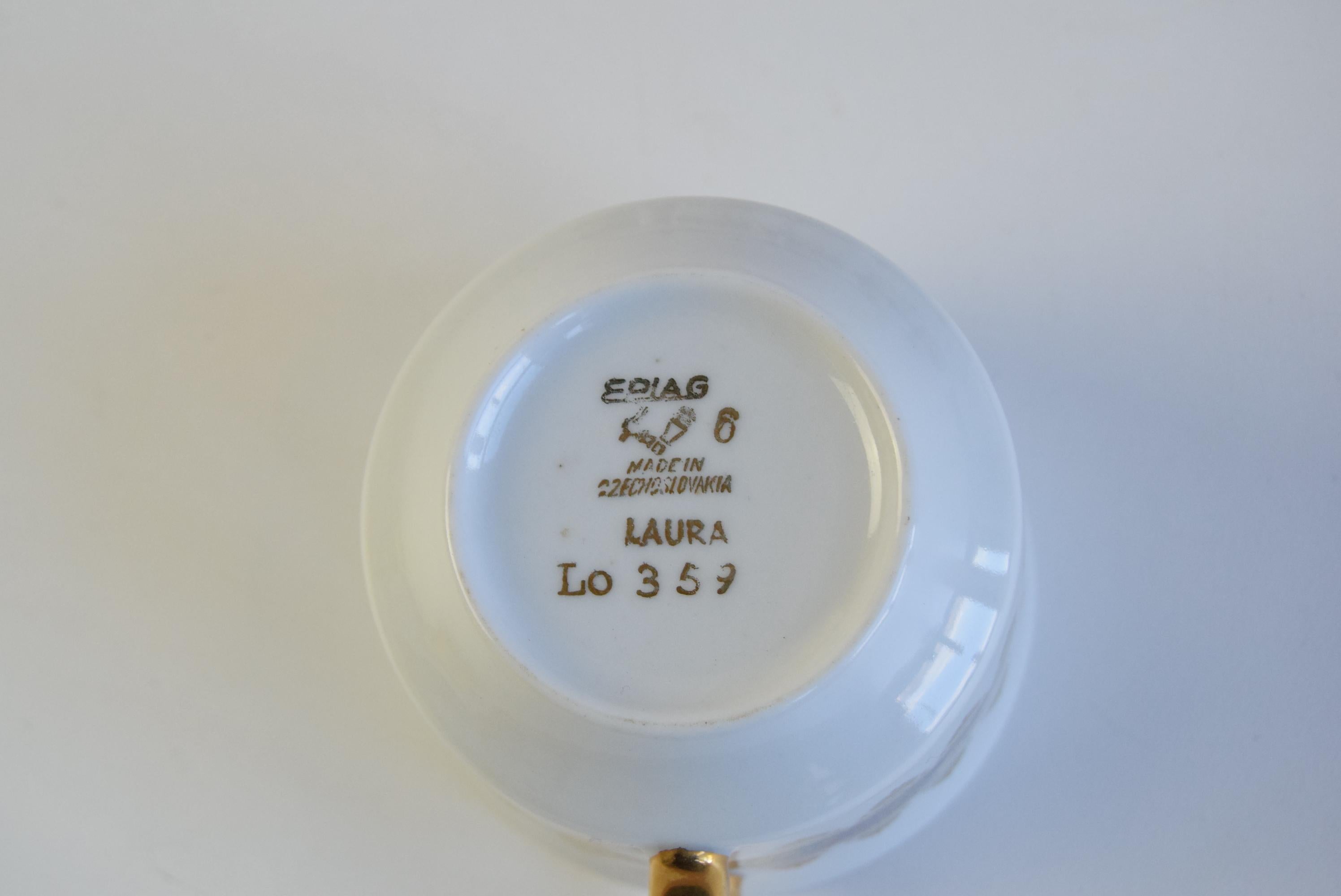 Ensemble de six tasses et soucoupes par Epiag 1950 en vente 5