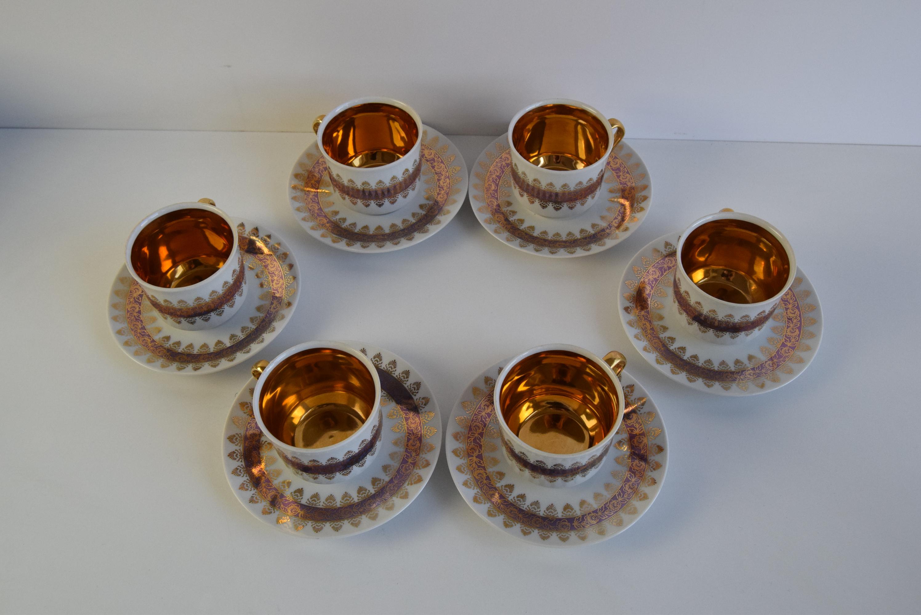 Art déco Ensemble de six tasses et soucoupes par Epiag 1950 en vente