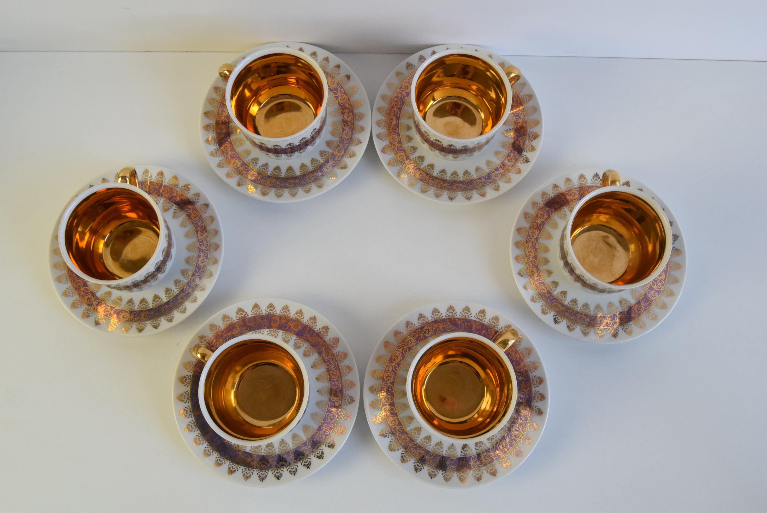 Tchèque Ensemble de six tasses et soucoupes par Epiag 1950 en vente