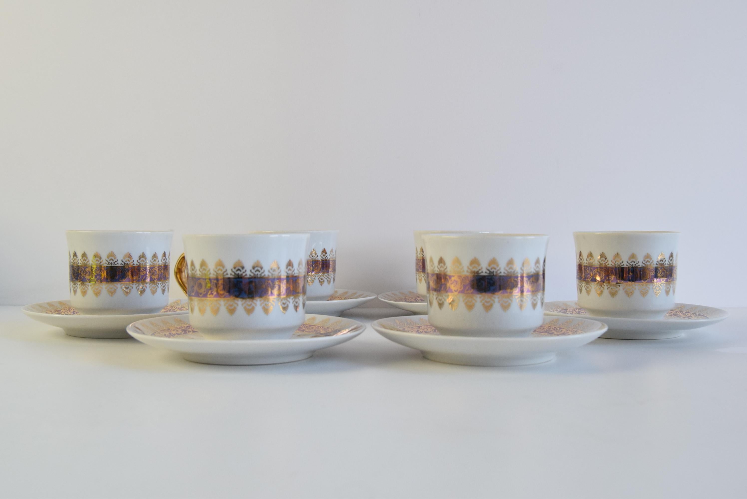 Ensemble de six tasses et soucoupes par Epiag 1950 Bon état - En vente à Praha, CZ