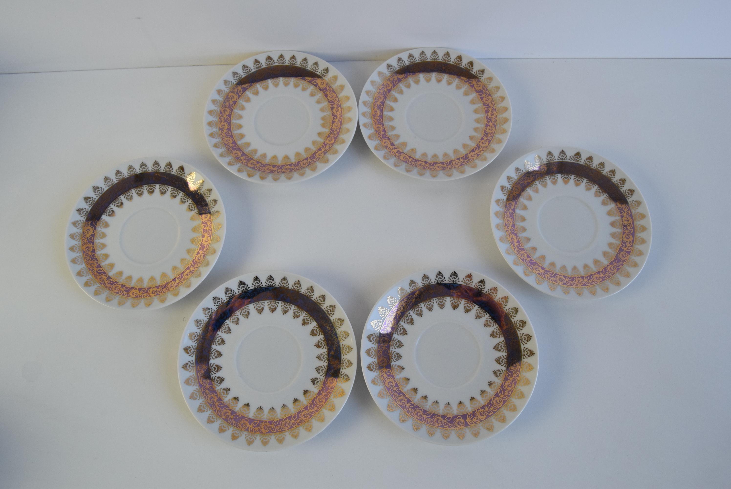 Porcelaine Ensemble de six tasses et soucoupes par Epiag 1950 en vente
