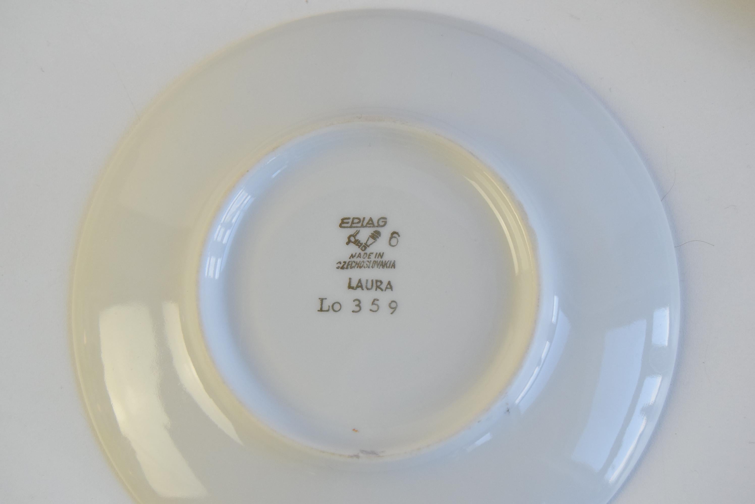 Ensemble de six tasses et soucoupes par Epiag 1950 en vente 2