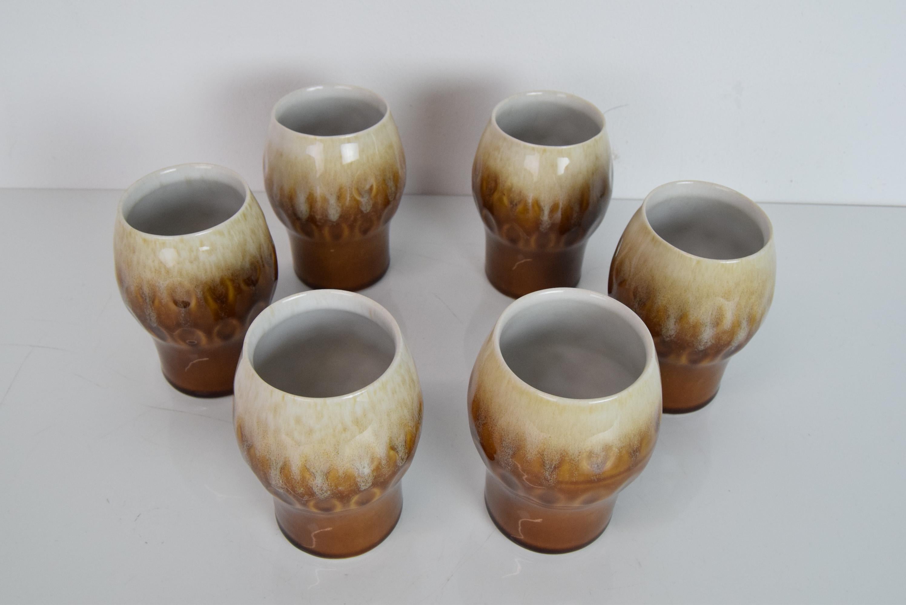 Set of Six Cups by Ditmar Urbach, circa 1950s In Good Condition For Sale In Praha, CZ