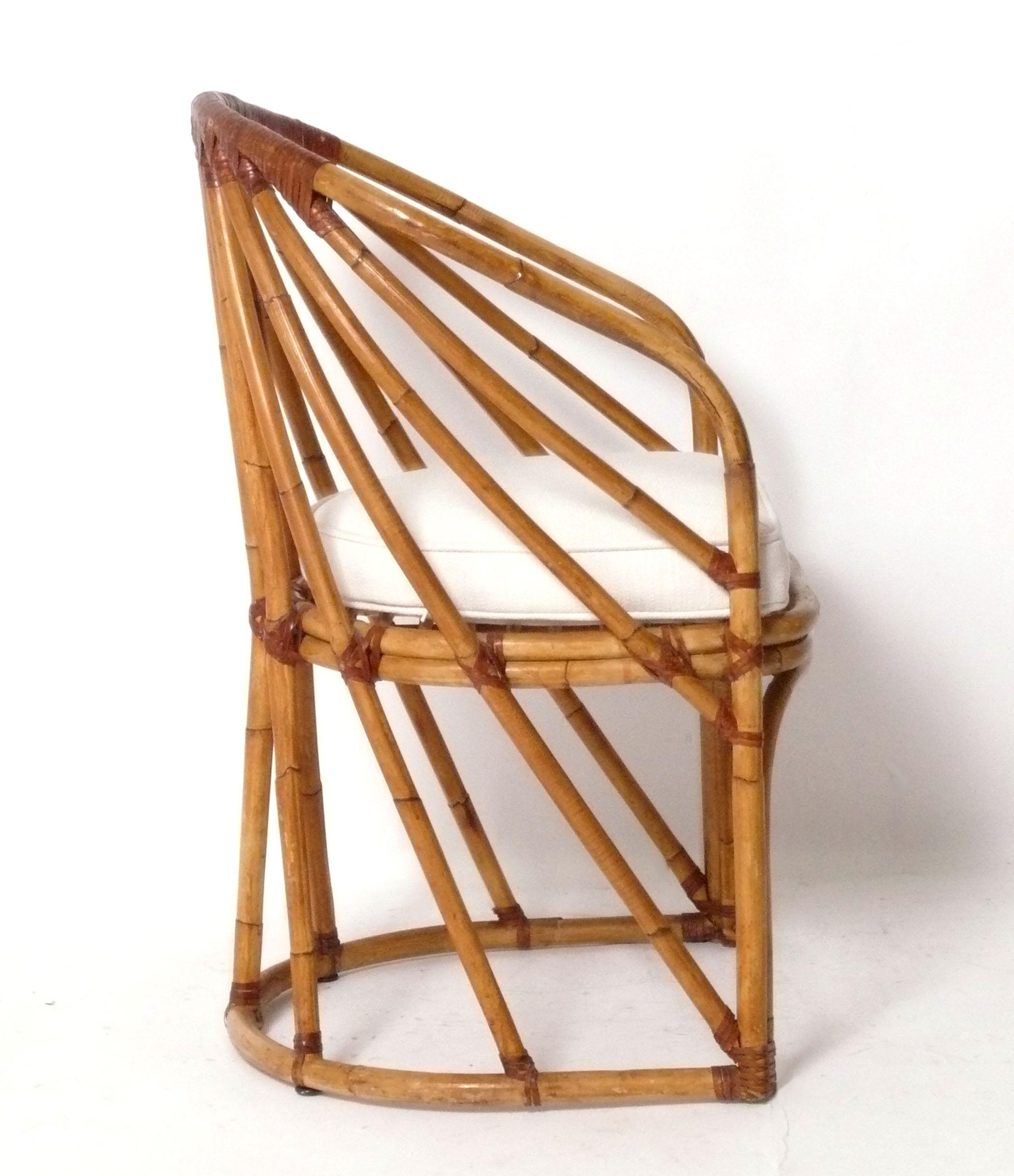 Organic Modern Set of Six Curvaceous Rattan Dining Chairs attributed to McGuire For Sale
