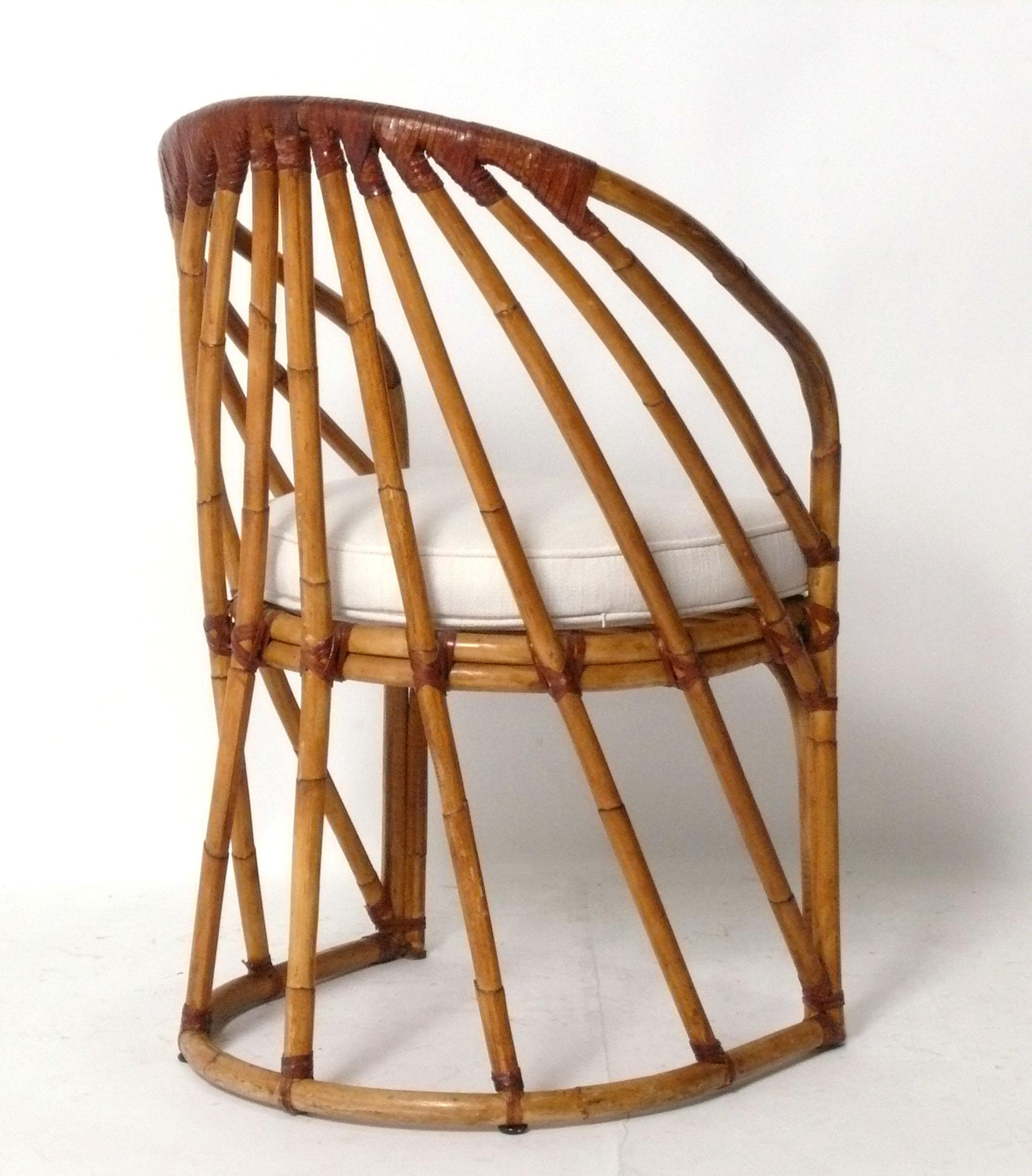 Chinese Set of Six Curvaceous Rattan Dining Chairs attributed to McGuire For Sale