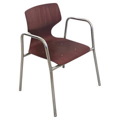 Set of Six Curved Beech Desk Chairs by Pagholz Flötotto with Armrests, Germany
