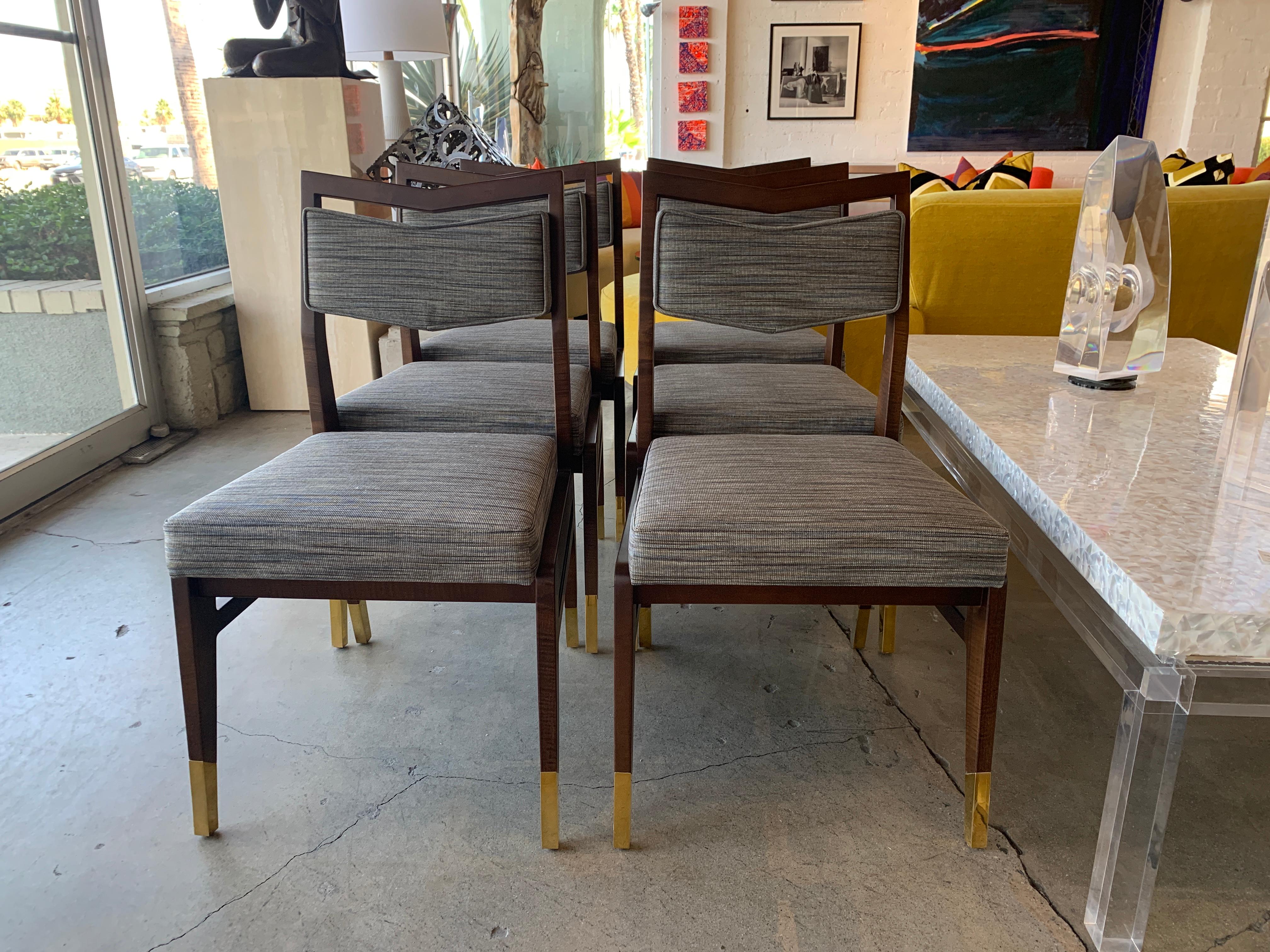 Contemporary Set of Six Custom Made Dining Chairs For Sale
