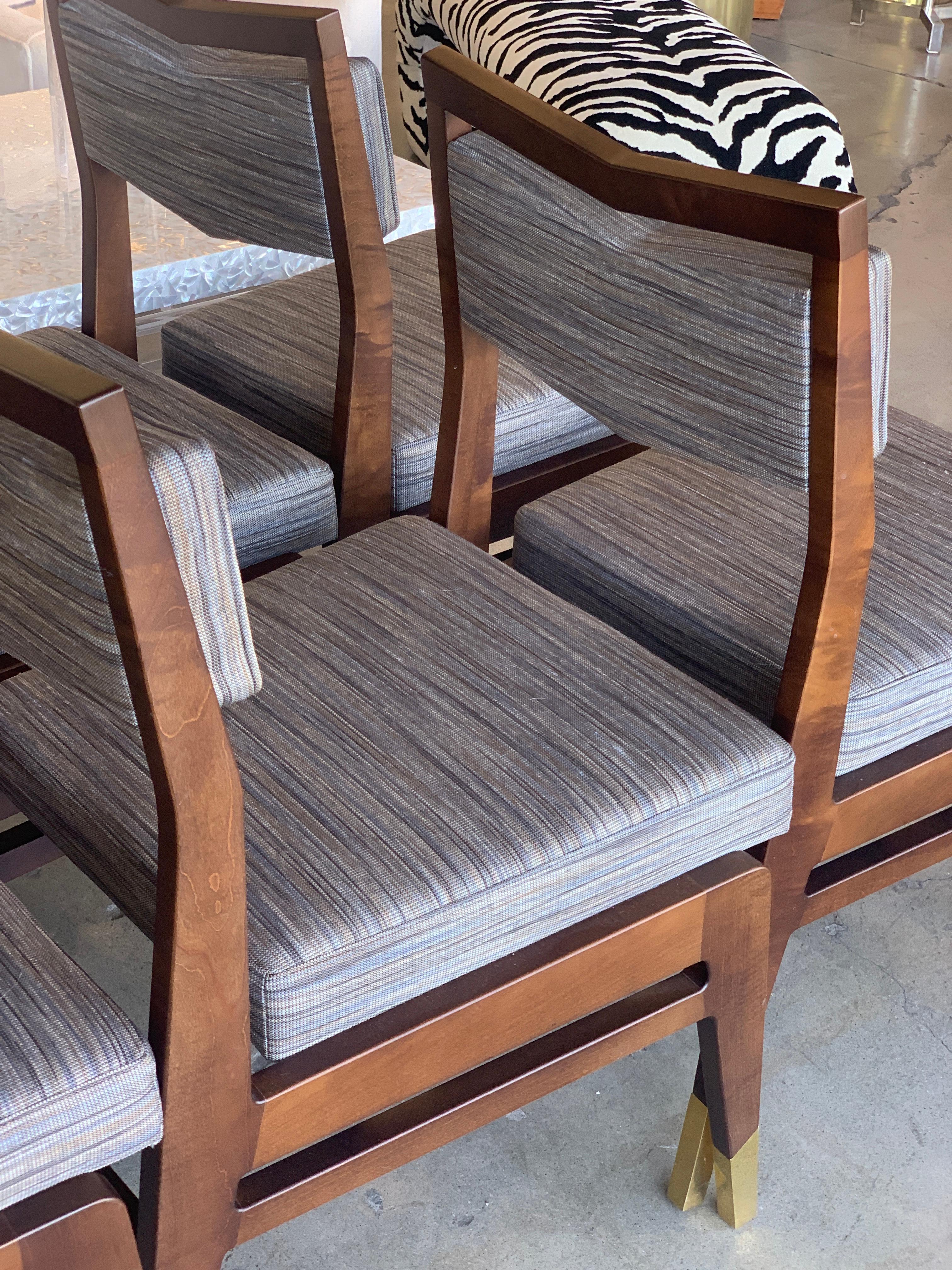 Wood Set of Six Custom Made Dining Chairs For Sale
