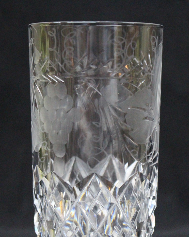 Set of Six Cut Glass Stourbridge Vine Pattern Highball Glasses For Sale at 1stDibs