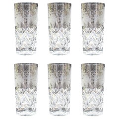 Set of Six Cut Glass Stourbridge Vine Pattern Highball Glasses