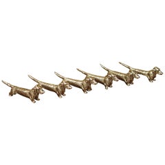 Set of Six Dachshund Porte-Couteaux from France, circa 1950s