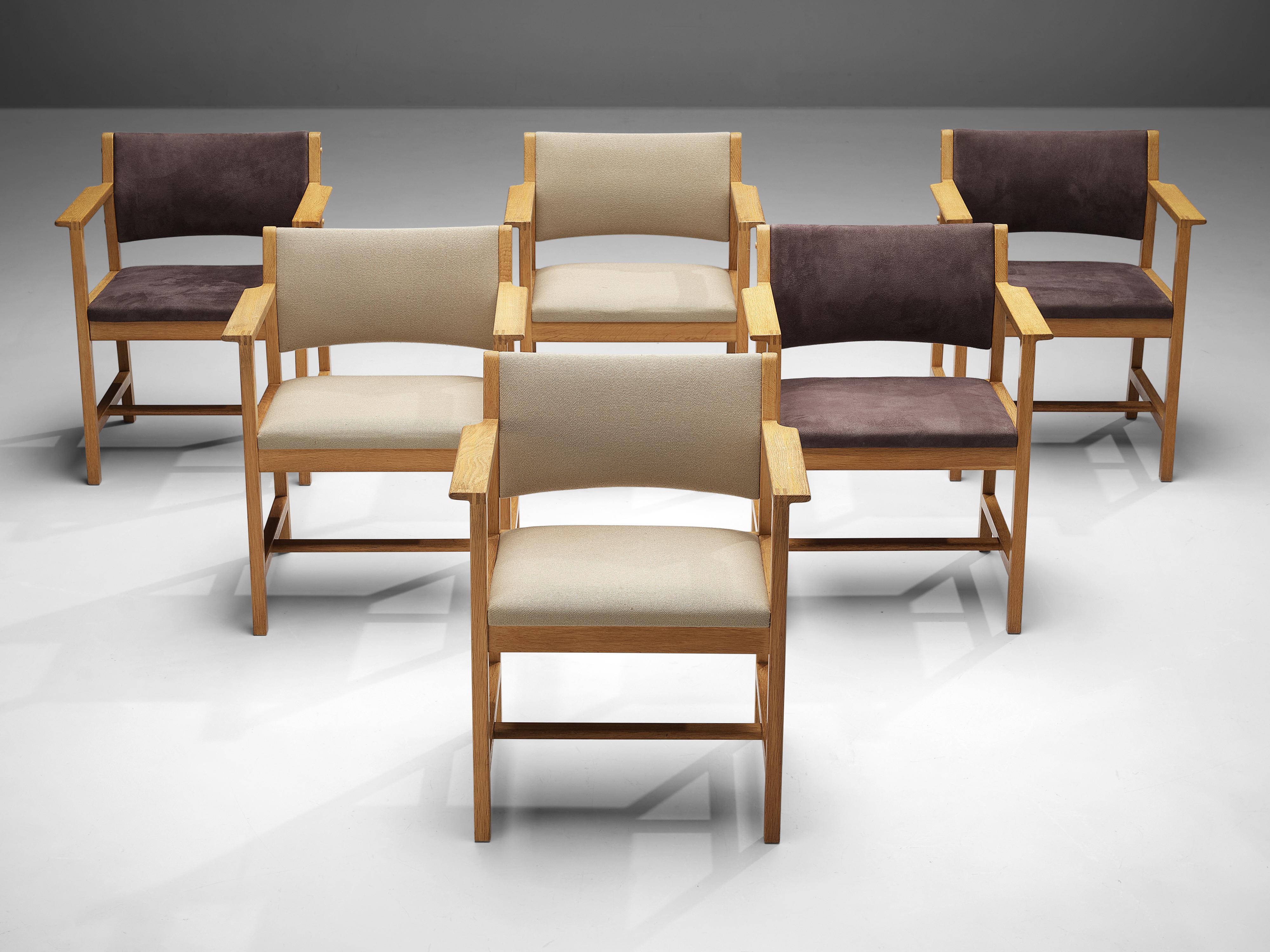 Mid-20th Century Børge Morgensen for Fredericia Set of Six Armchairs in Oak