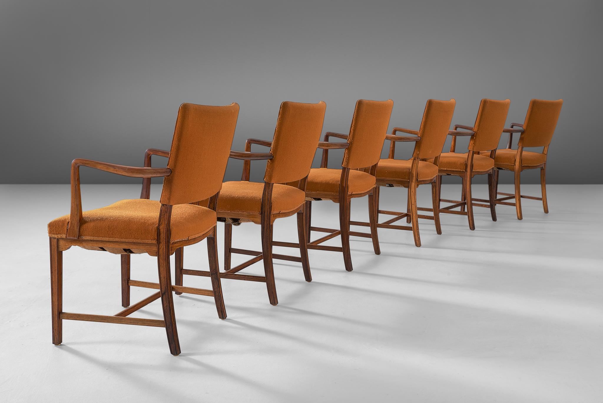 Set of Six Danish Armchairs in Solid Rosewood In Good Condition In Waalwijk, NL