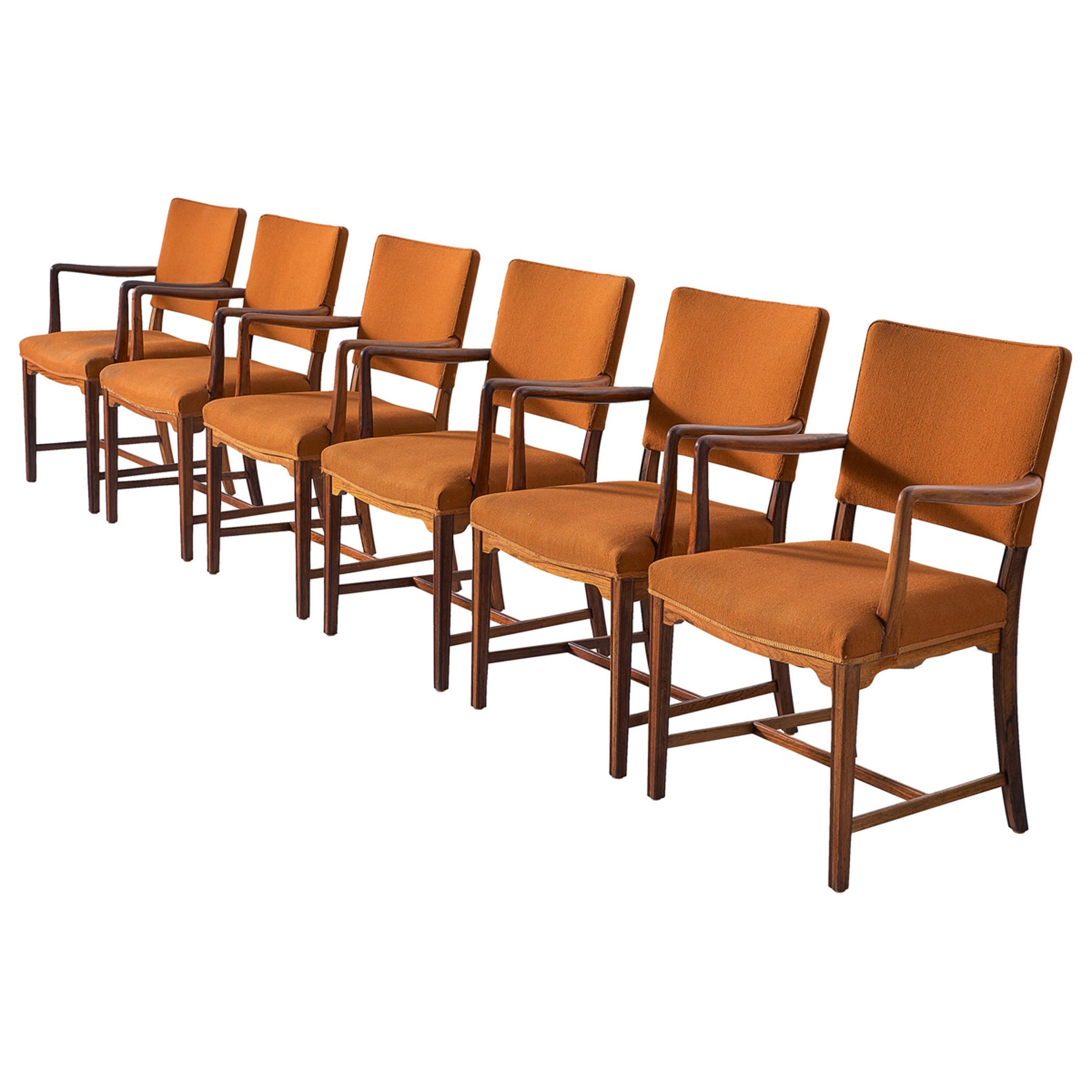 Set of Six Danish Armchairs in Solid Rosewood