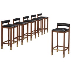 Set of Six Danish Bar Stools in Teak