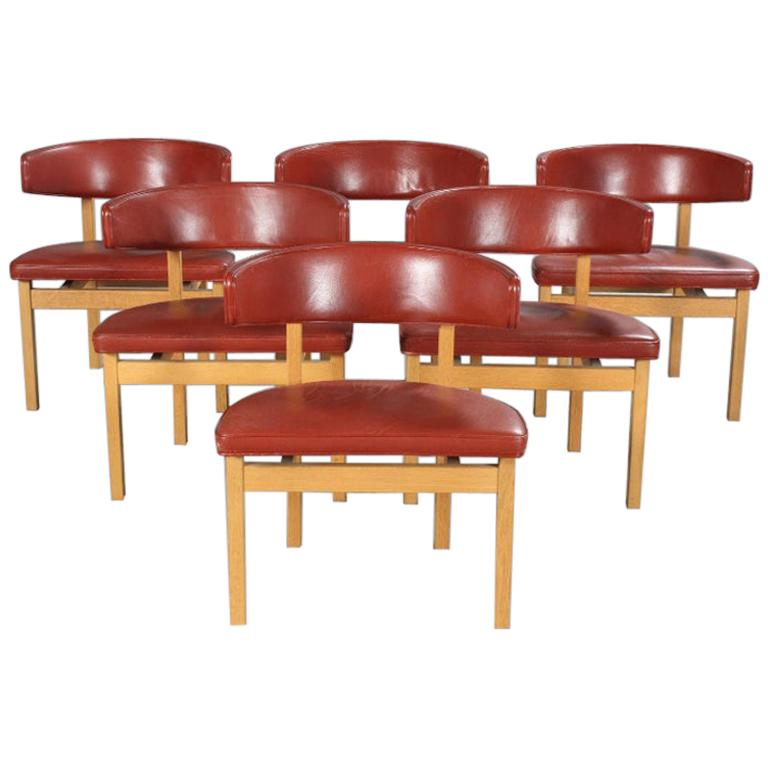 Set of Six Danish Borge Mogensen Conference Chairs in Oak, Inc.  Reupholstery For Sale at 1stDibs