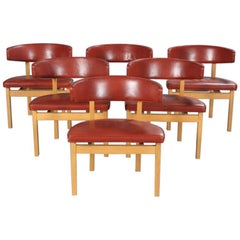 Set of Six Danish Borge Mogensen Conference Chairs in Oak, Inc. Reupholstery