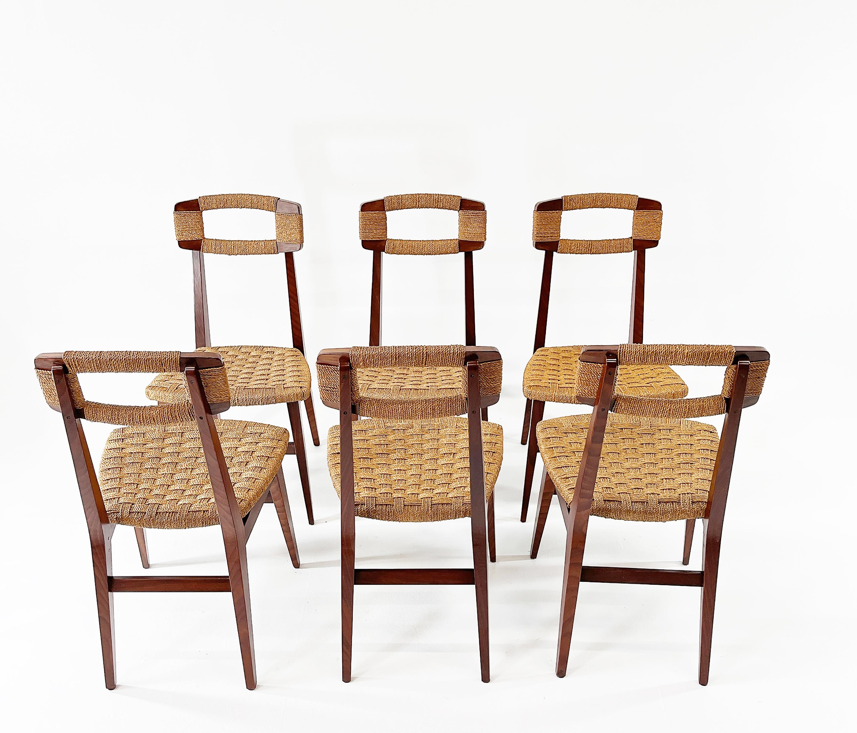 Mid-Century Modern Set of Six Danish Chairs, Denmark 1950s For Sale