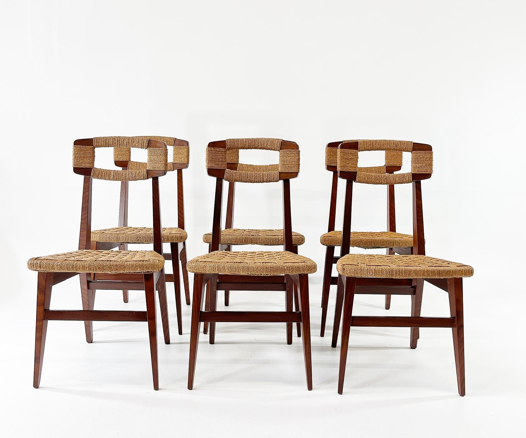 Danois Ensemble de six chaises danoises, Danemark années 1950 en vente
