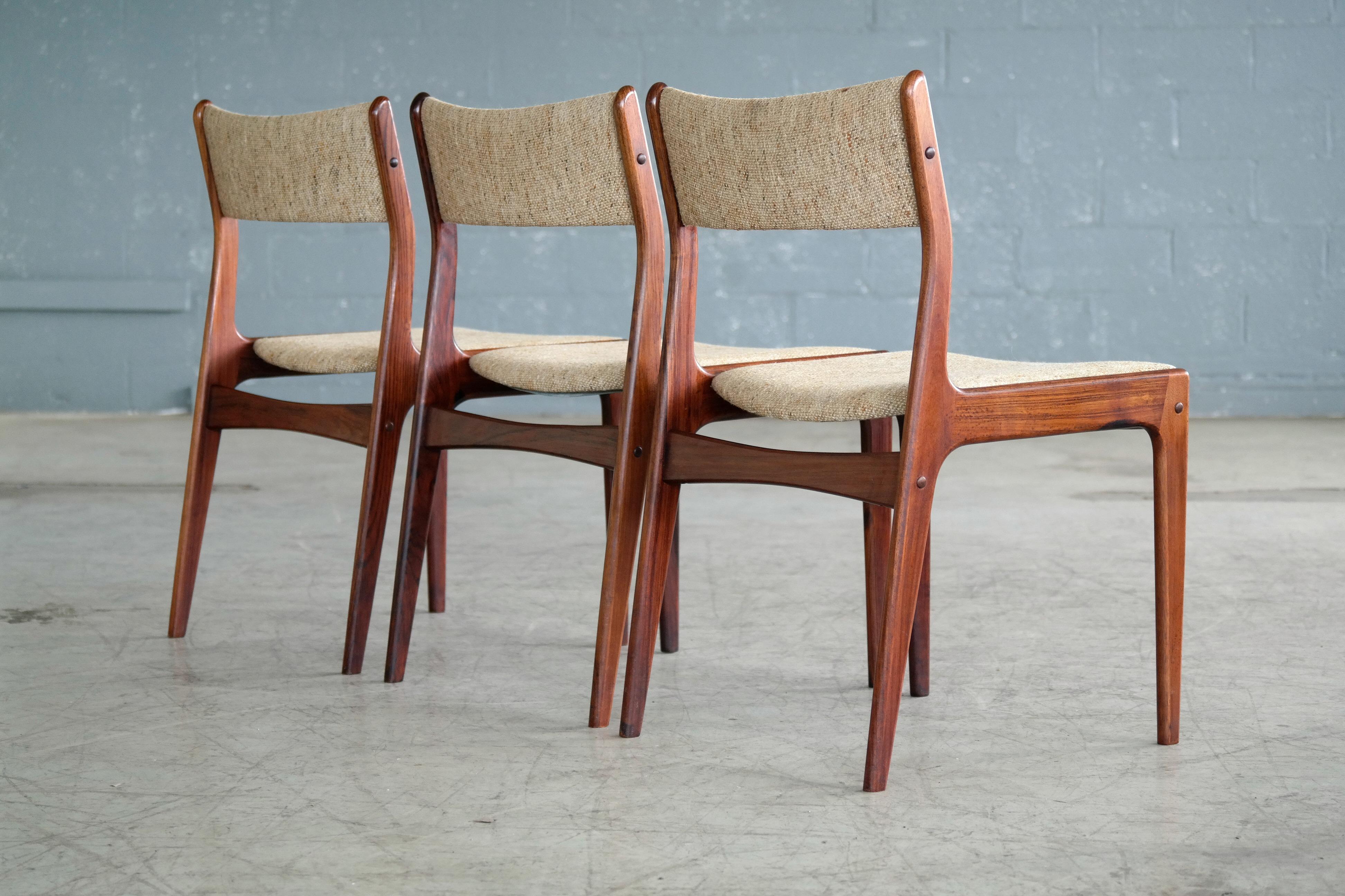 Mid-Century Modern Set of Six Danish Classic Midcentury Dining Chairs in Rosewood by Uldum