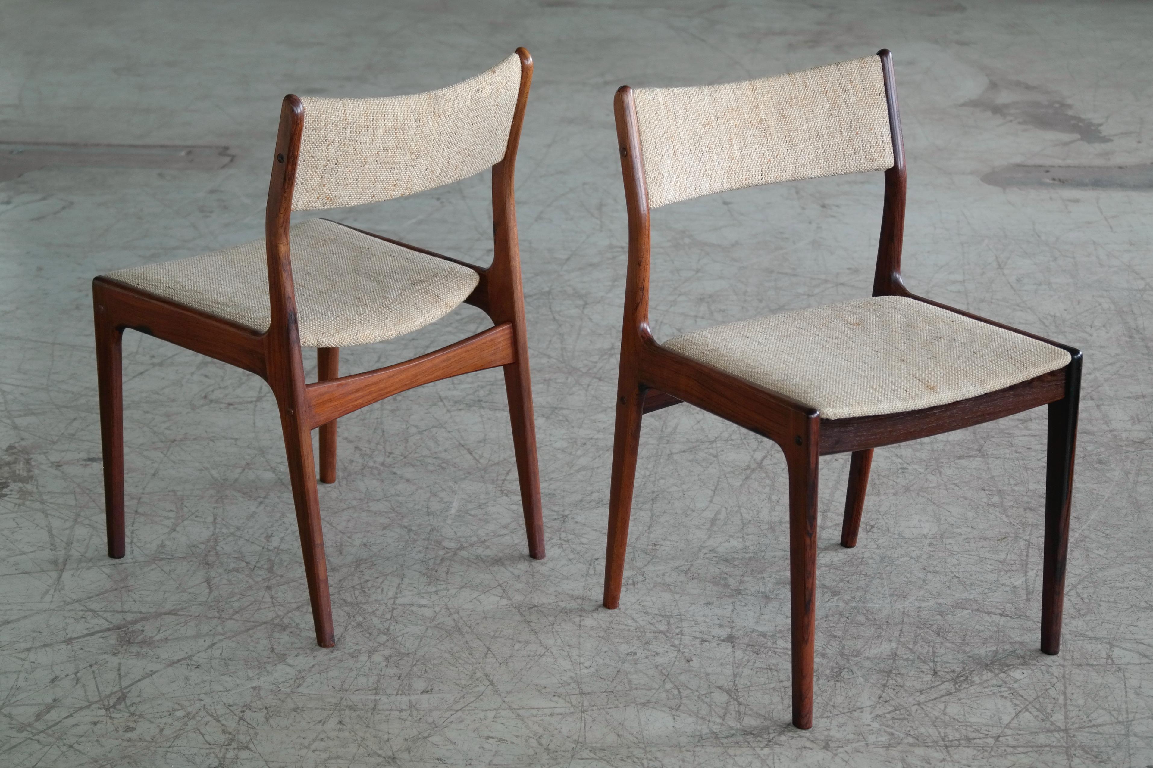 Mid-20th Century Set of Six Danish Classic Midcentury Dining Chairs in Rosewood by Uldum