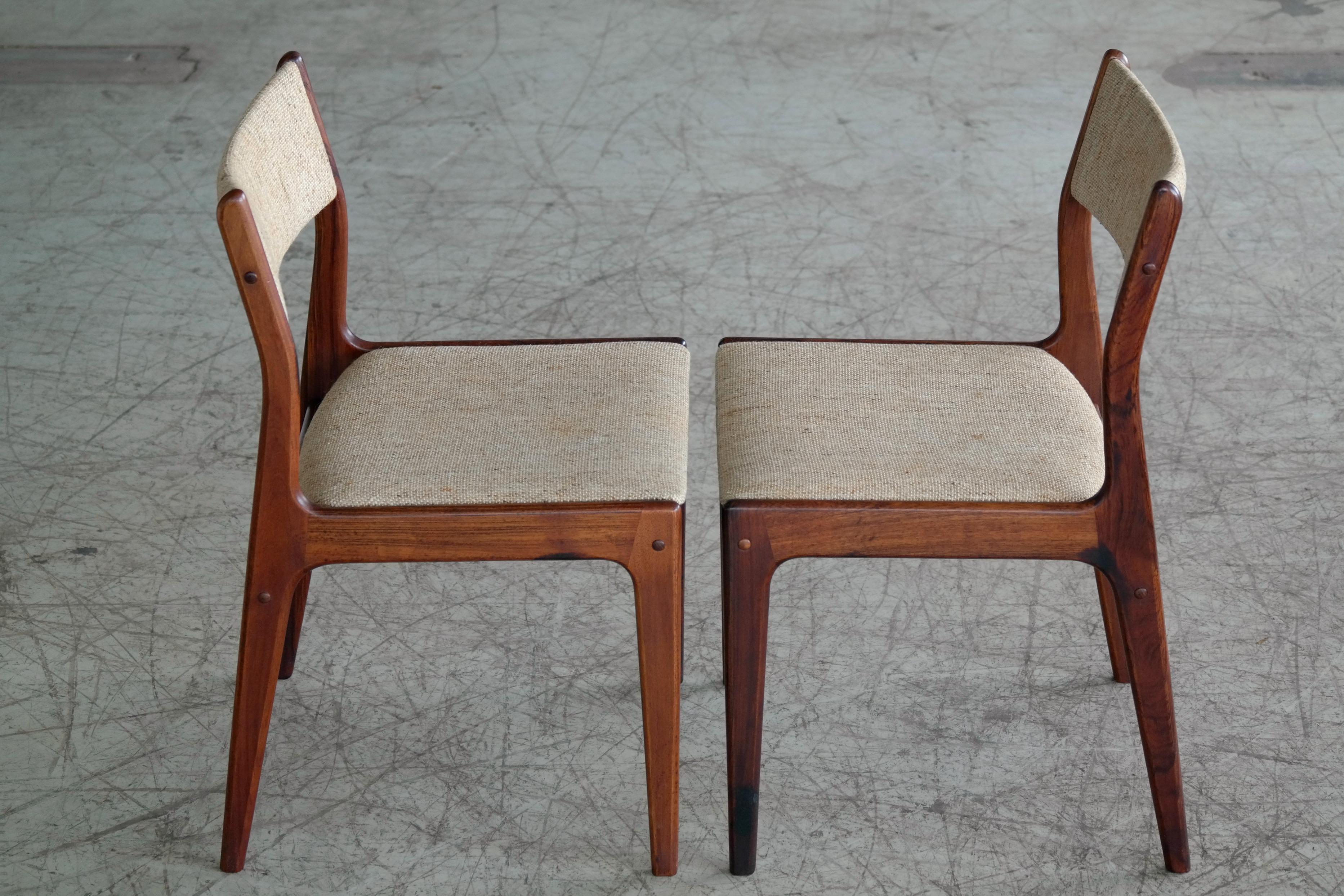 Set of Six Danish Classic Midcentury Dining Chairs in Rosewood by Uldum 2
