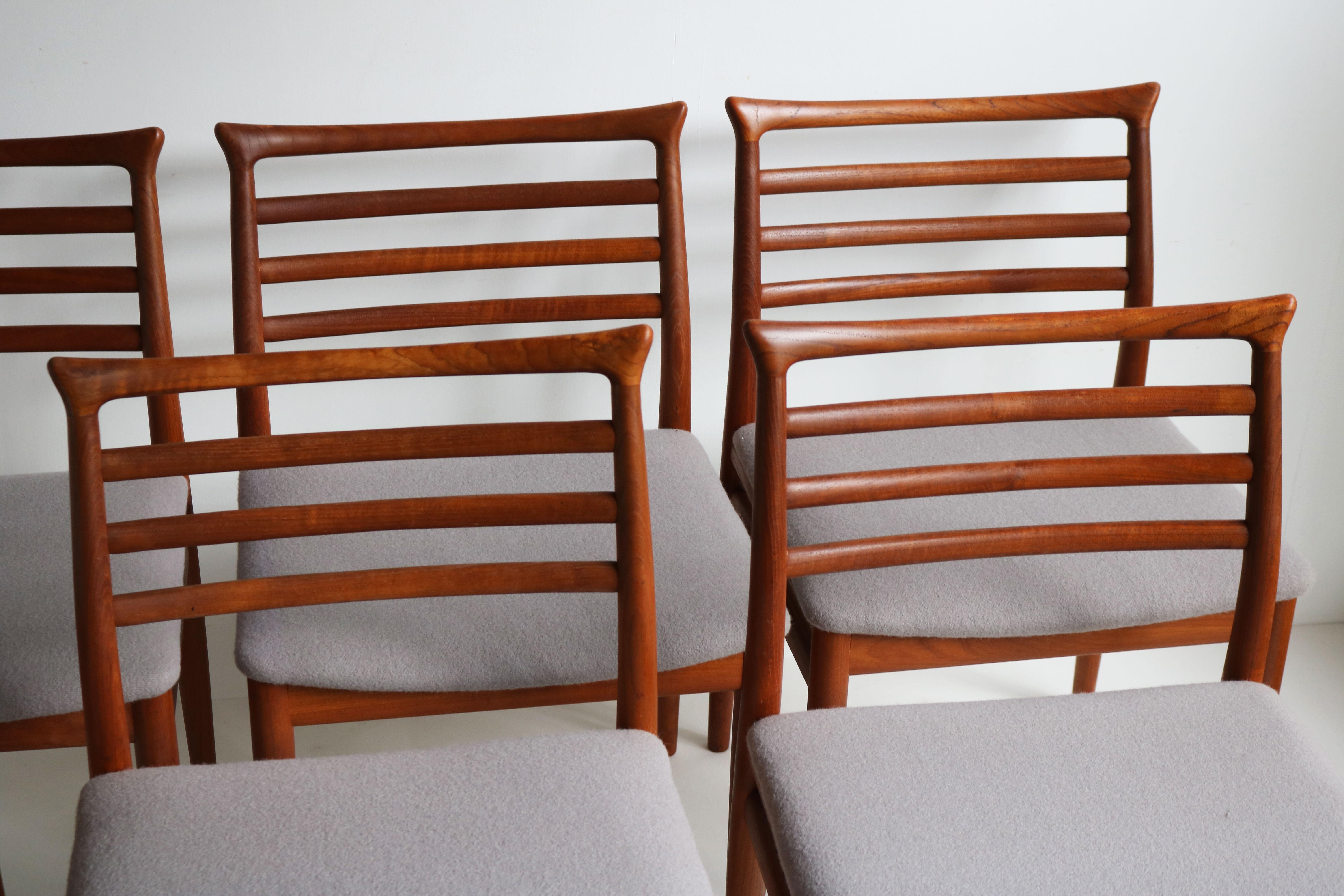 Ensemble de six chaises de salle à manger Design/One danois par Erling Torvits 1960 Teck Milieu du siècle en vente 3