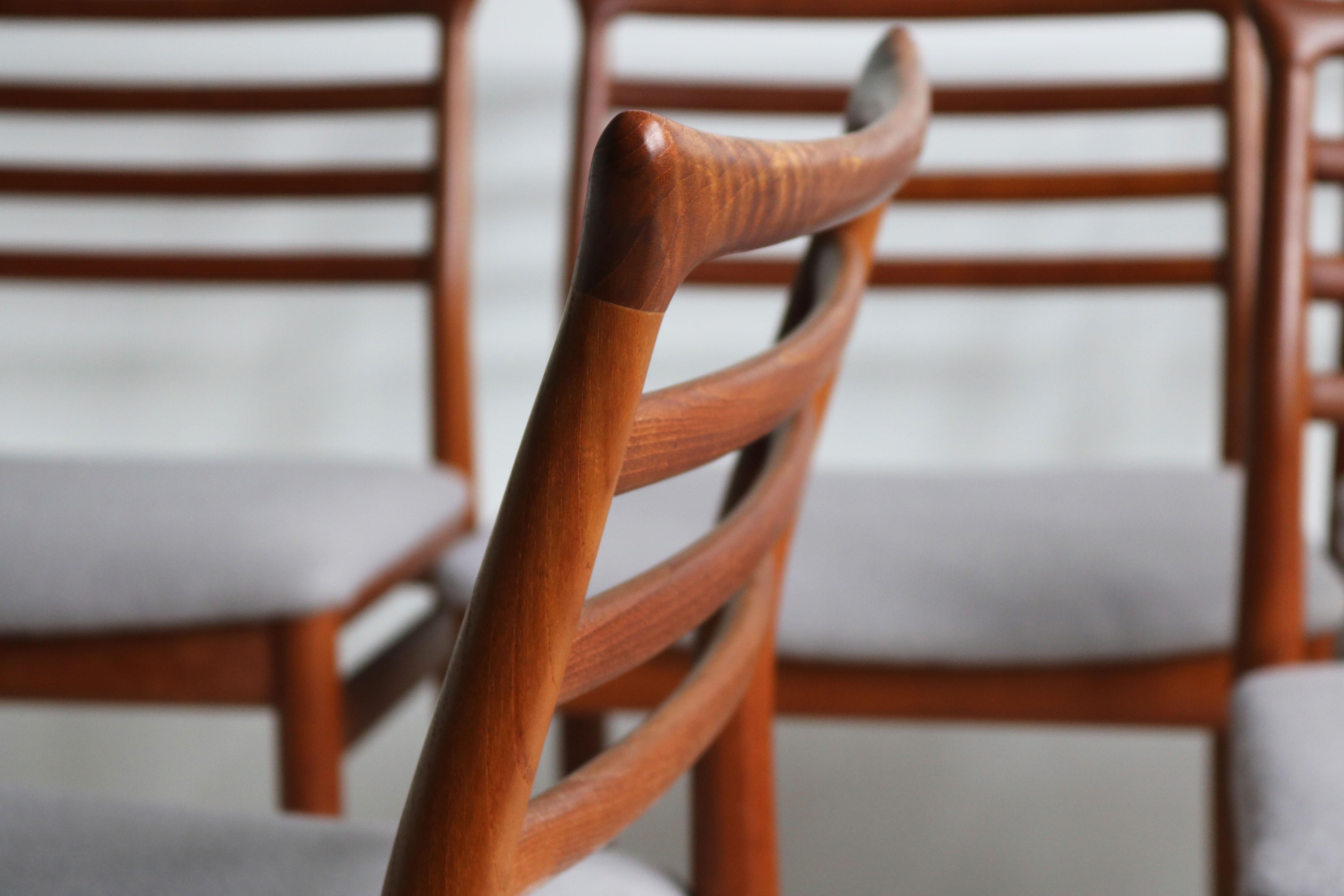 Set of Six Danish Design Dining chairs by Erling Torvits 1960 Teak Mid-century For Sale 6