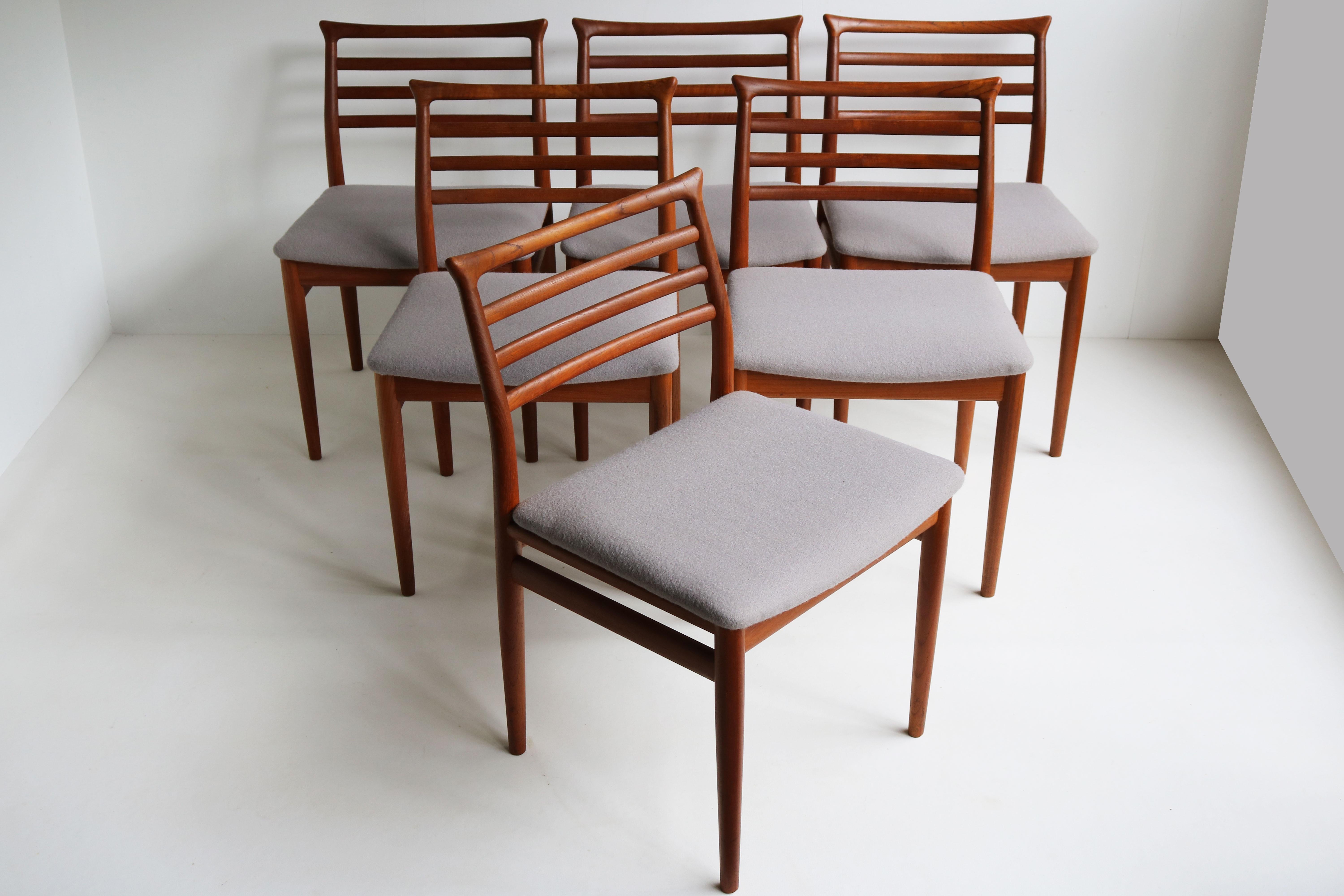 Set of Six Danish Design Dining chairs by Erling Torvits 1960 Teak Mid-century For Sale 10